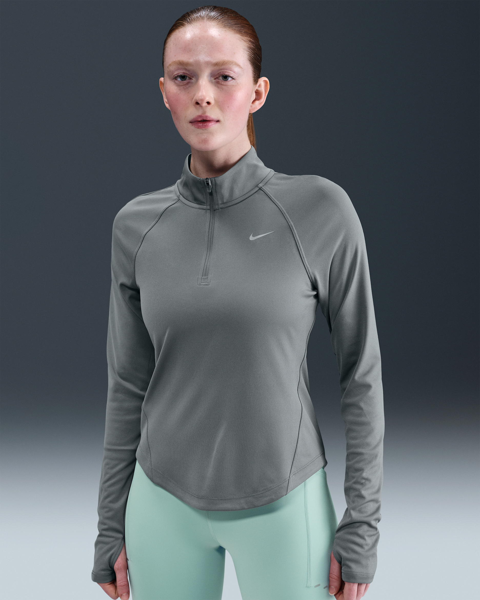 Nike Tempo Dri-FIT Lauf-Tanktop mit Viertelreißverschluss (Damen) - Smoke Grey