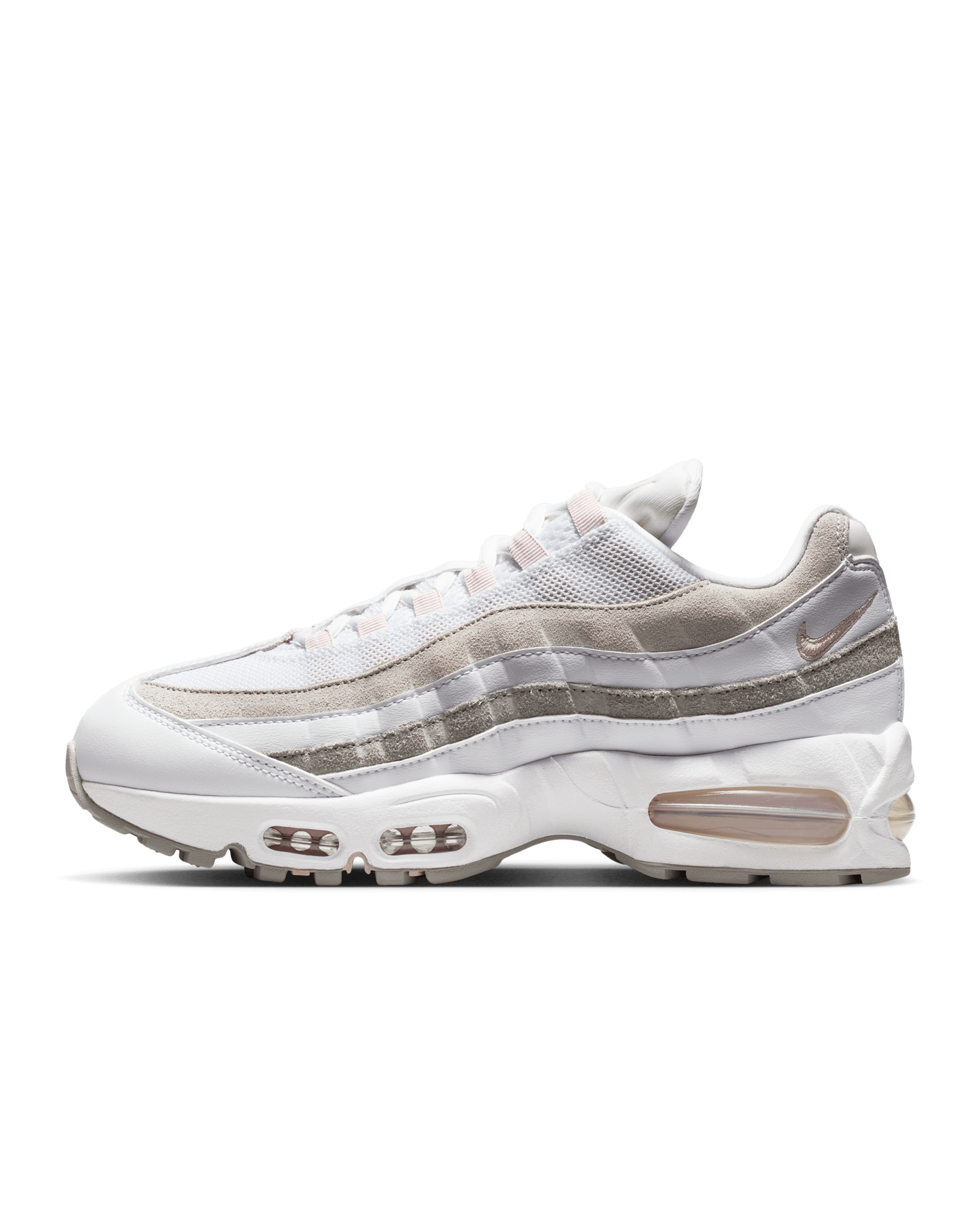 Nike Air Max 95 Women's Shoes - White/Light Charcoal/Pearl Grey/Silt Red