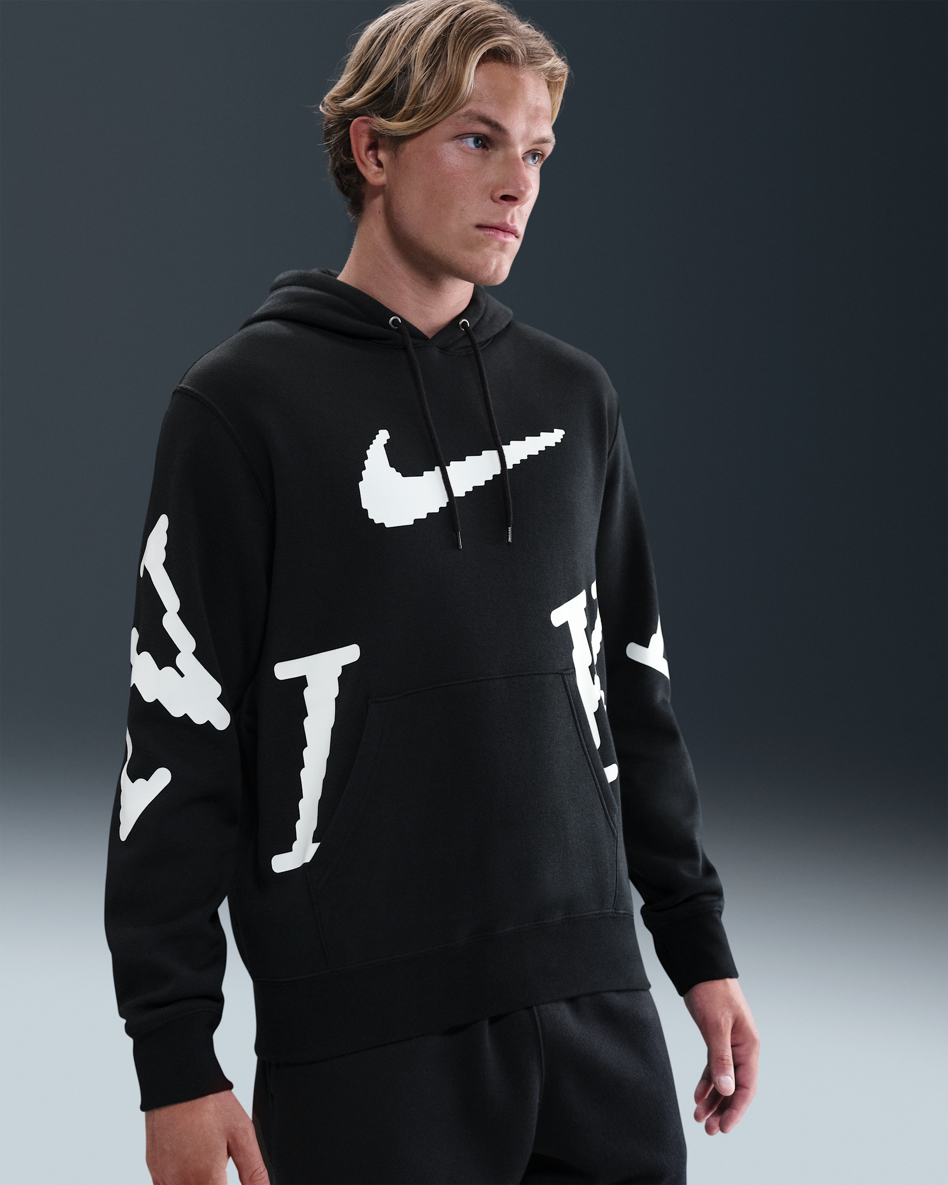 Nike Sportswear Club Men's Fleece Hoodie - Black/White