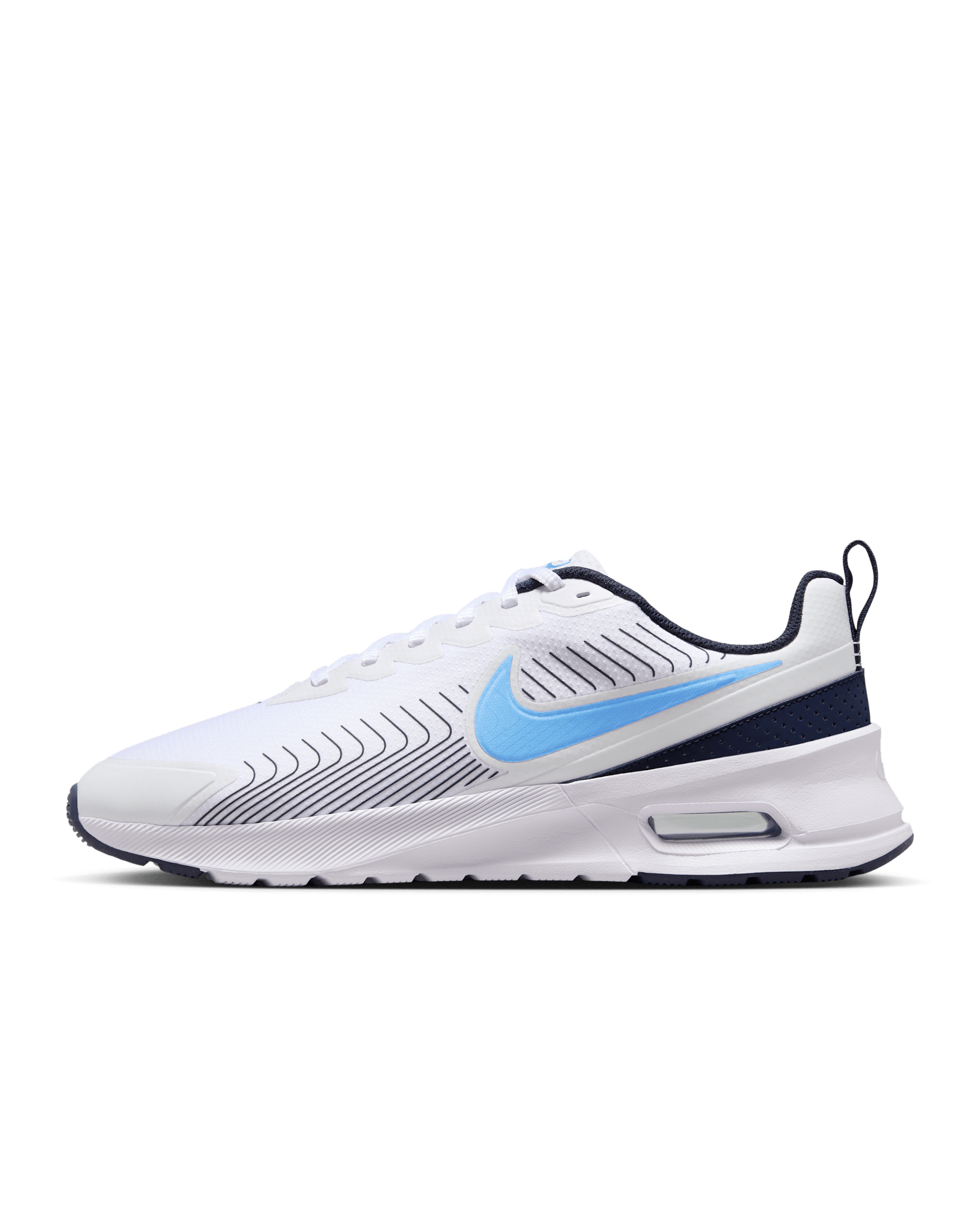 Tenis para hombre Nike Air Max Nuaxis - Blanco/Obsidiana/Obsidiana/Azul universitario