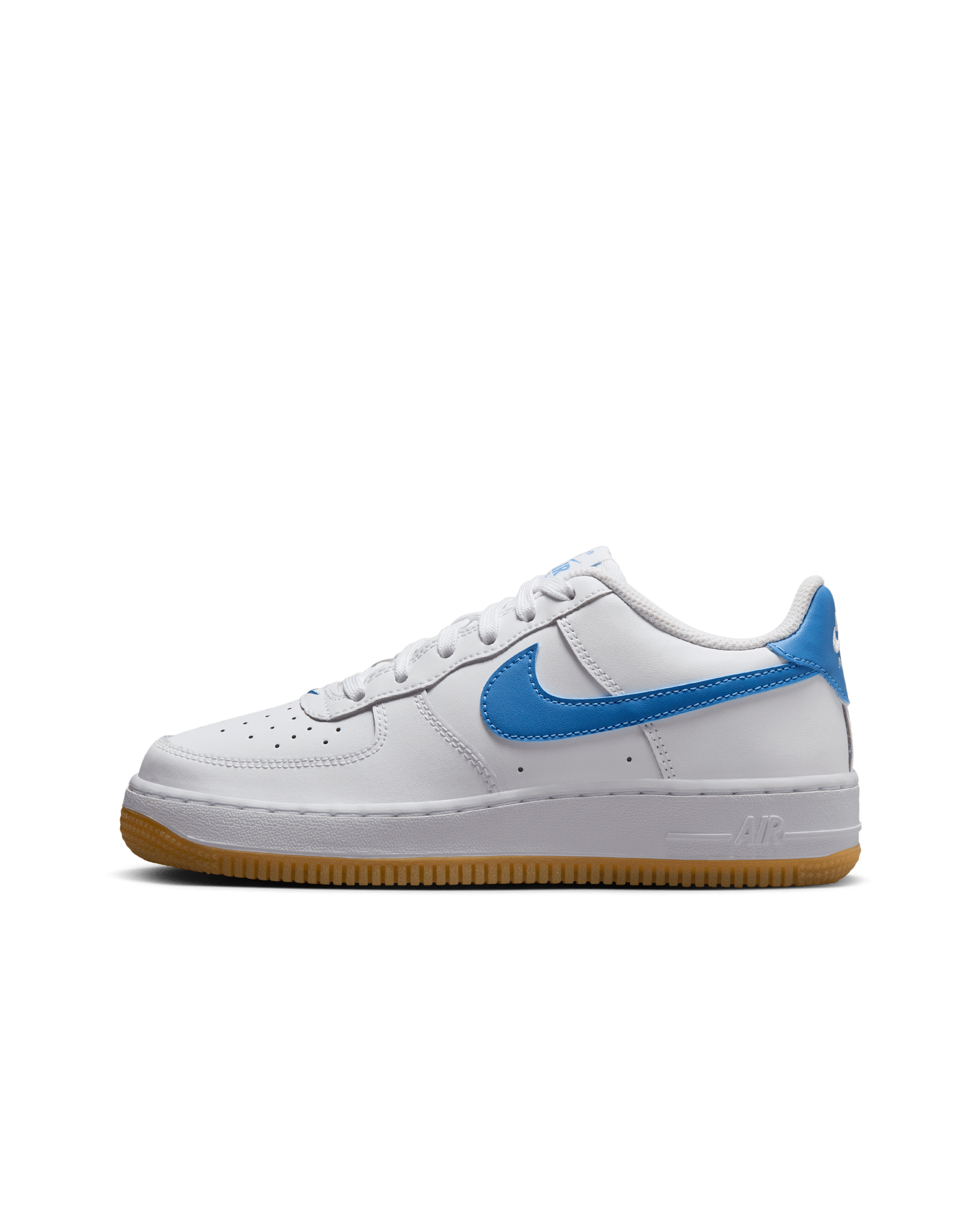 Nike Air Force 1 Older Kids' Shoes - White/Gum Light Brown/Blue Beyond