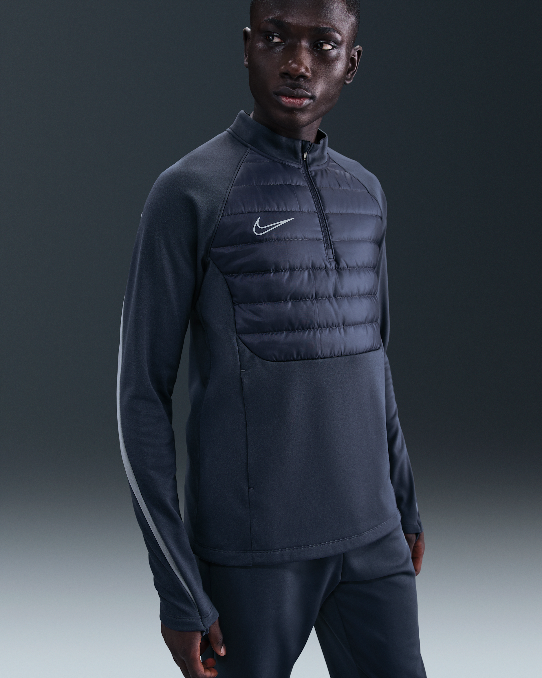 Nike Academy Winter Warrior Men's Therma-FIT 1/2-Zip Football Top - Thunder Blue/Cool Grey