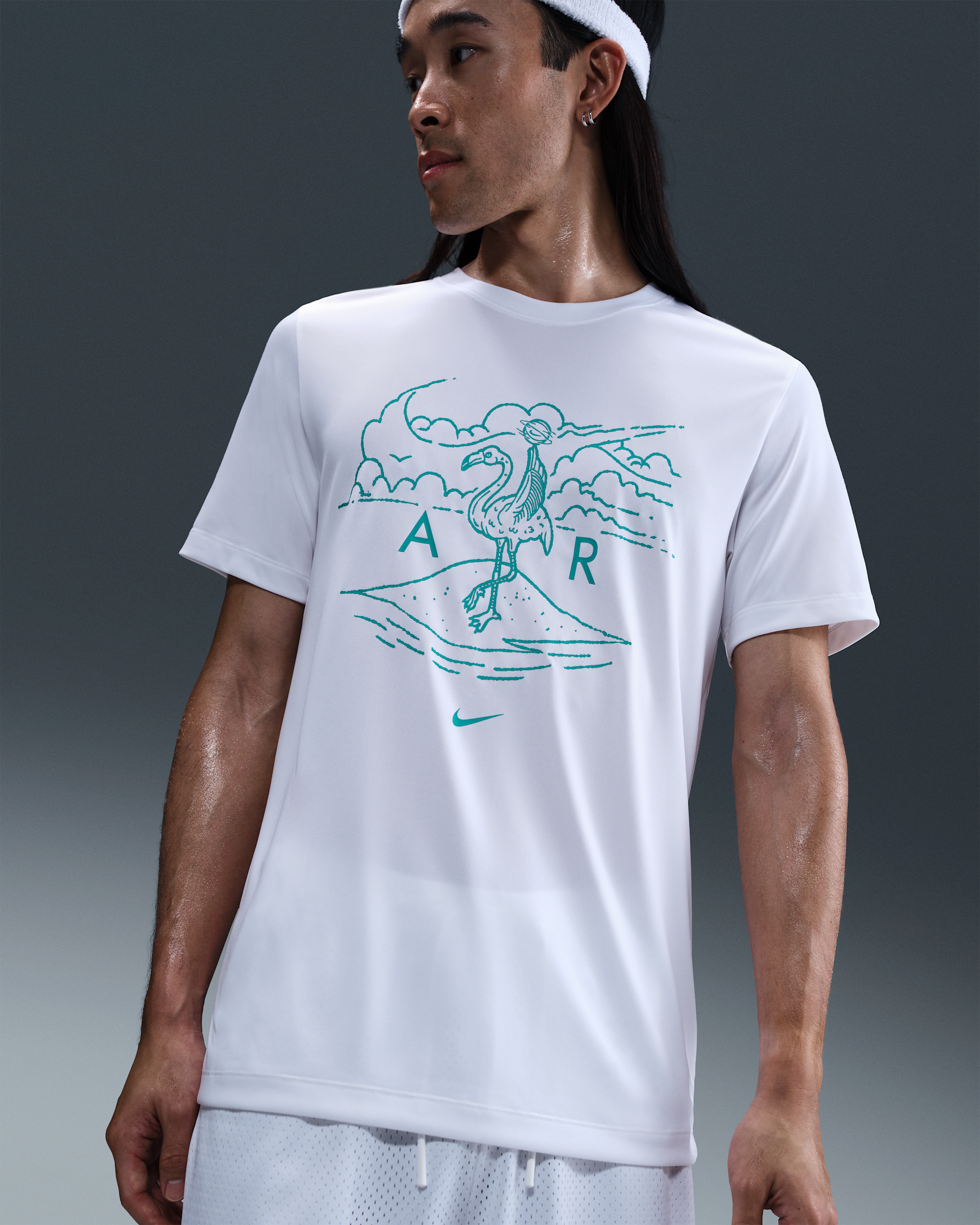 เสื้อยืดบาสเก็ตบอลผู้ชาย Dri-FIT Nike - ขาว