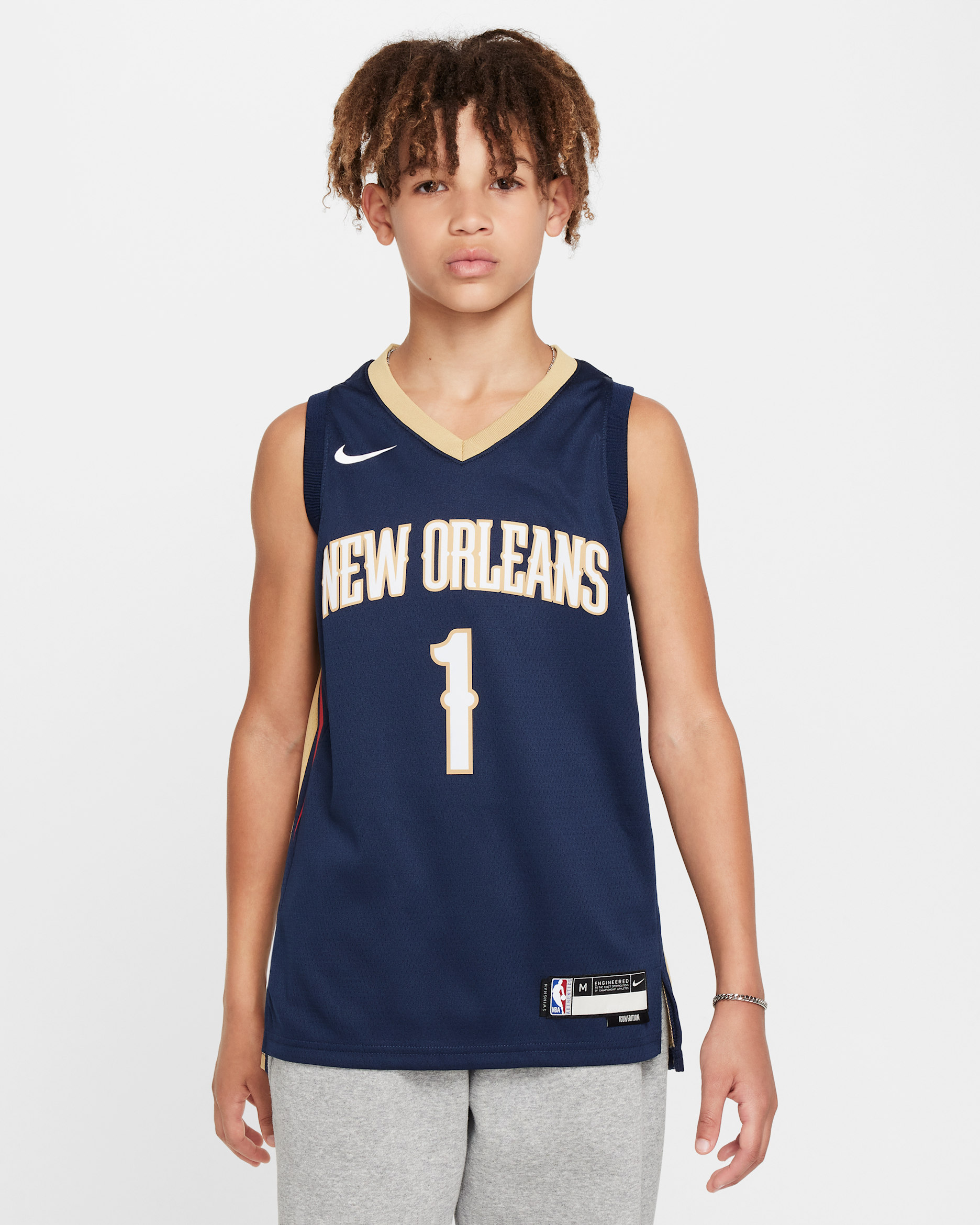 New Orleans Pelicans 2023/24 Icon Edition Nike NBA Swingman Jersey för ungdom - College Navy