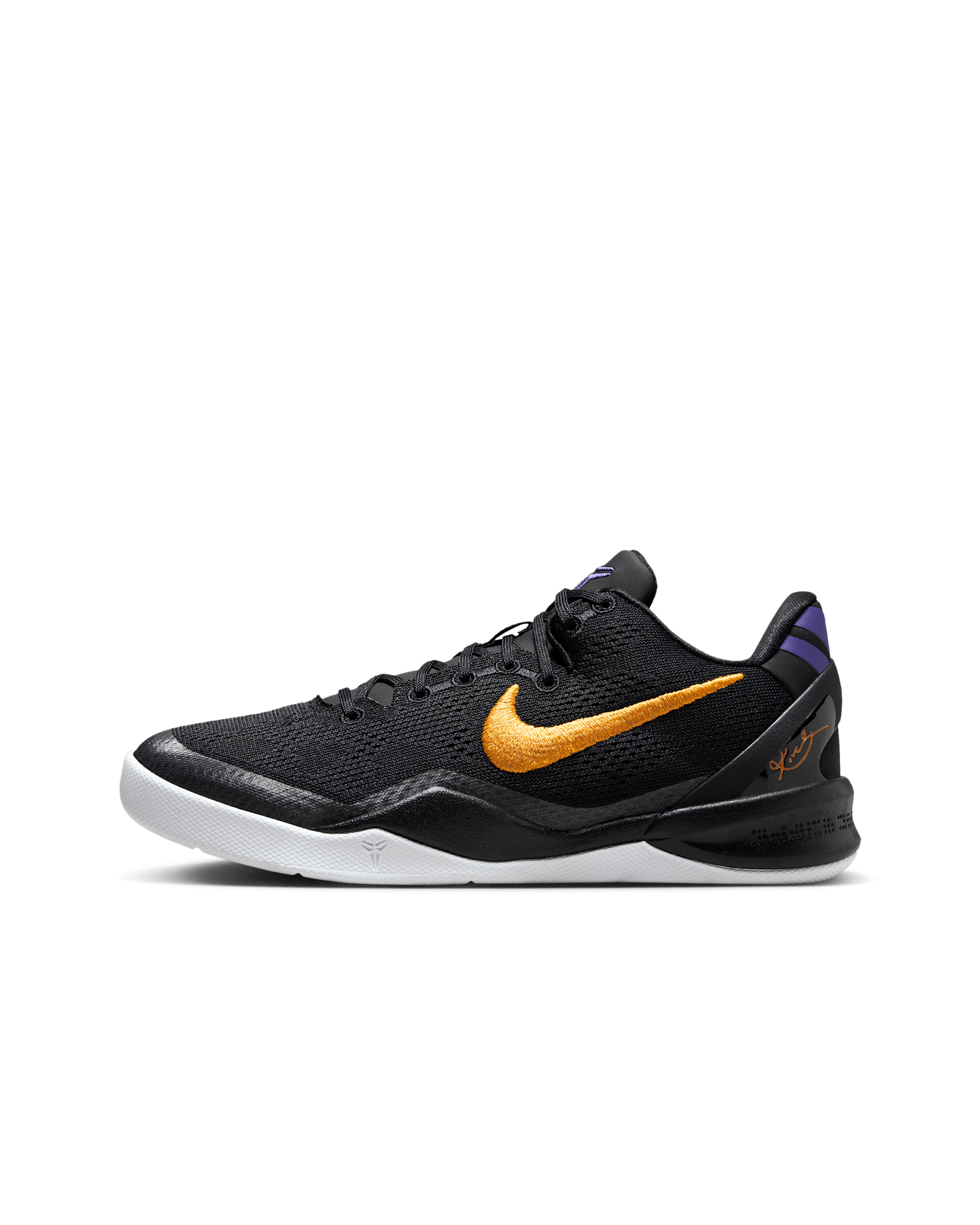 Kobe VIII 大童籃球鞋 - 黑色/白色/Court Purple/University Gold