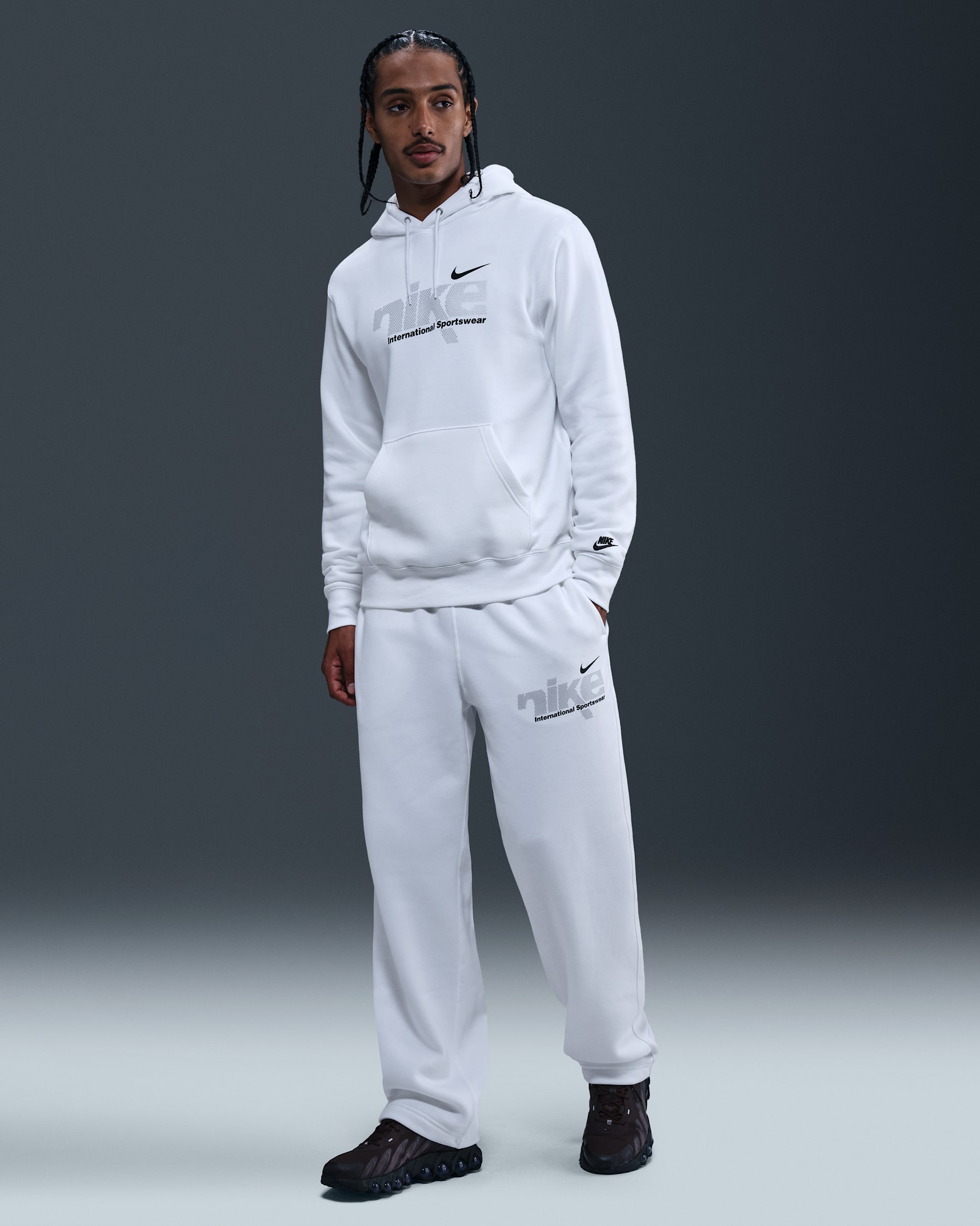 Pants con cordón elástico para hombre Nike Sportswear Club - Blanco/Plata metalizado