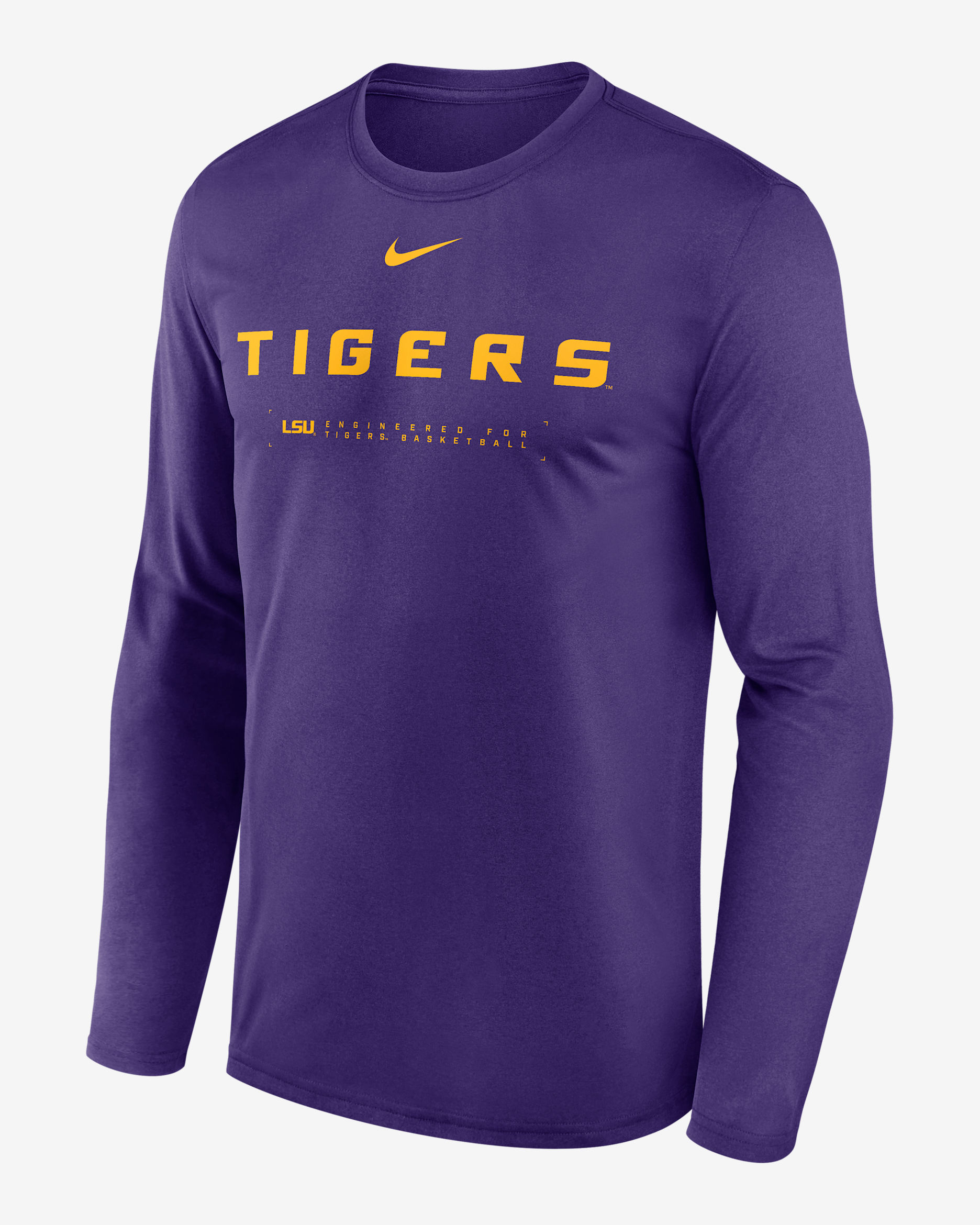 Playera universitaria de manga larga Nike Dri-FIT para hombre LSU Courtside Basketball Shootaround Legend - Morado