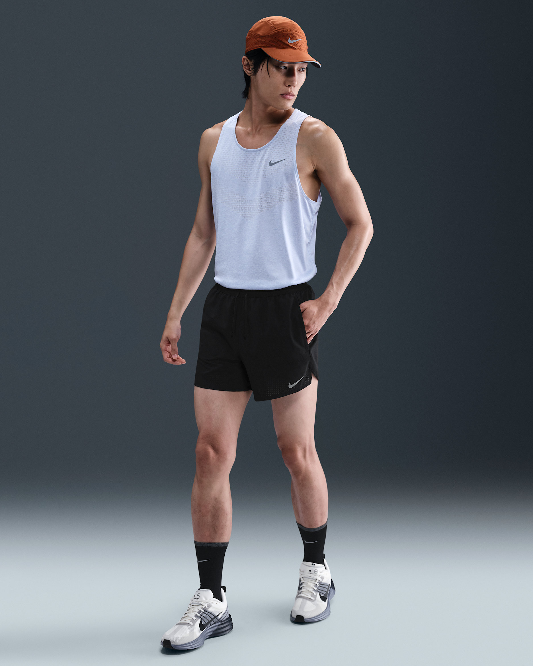 Nike Stride Men's Dri-FIT 12.5cm (approx.) Brief-Lined Perforated Running Shorts - Black/Black/Black