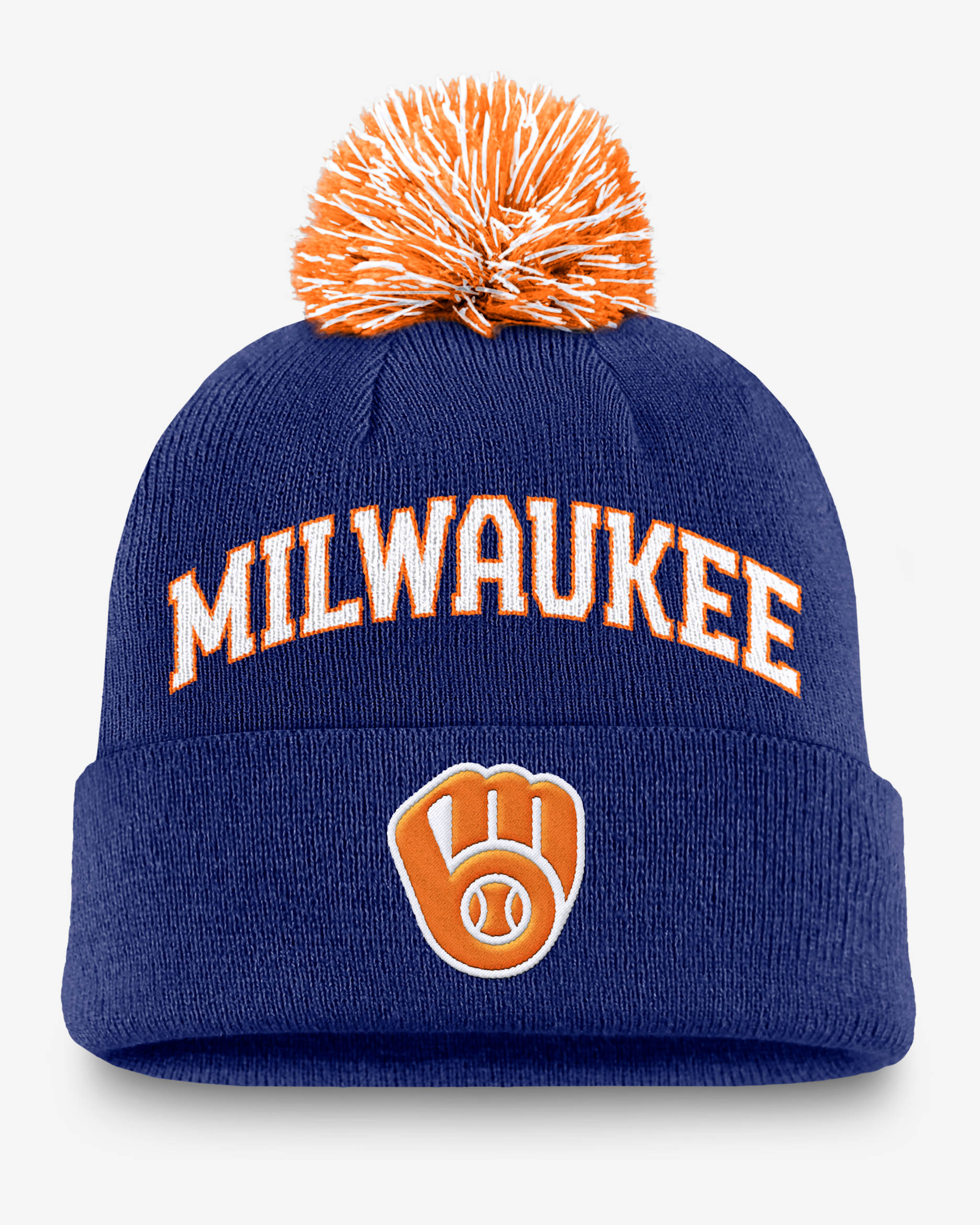 Milwaukee Brewers Peak Men's Nike MLB Cuffed Pom Beanie - Deep Royal Blue