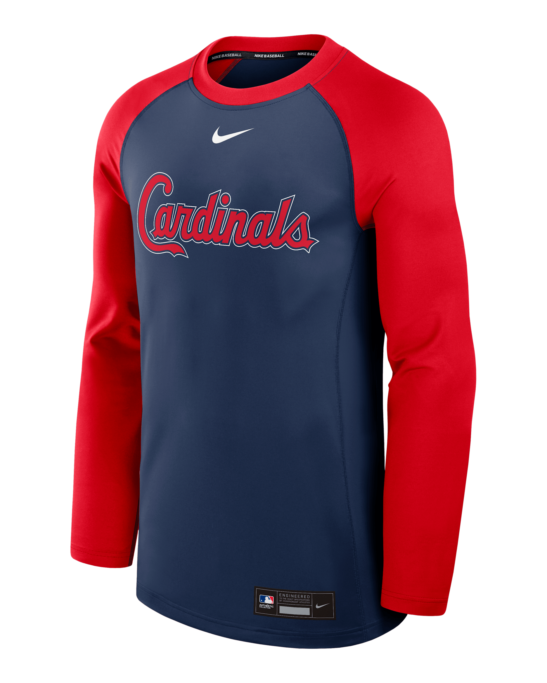 Sudadera de cuello redondo sin cierre Nike Dri-FIT de la MLB para hombre St. Louis Cardinals Authentic Collection Game Time - Azul marino