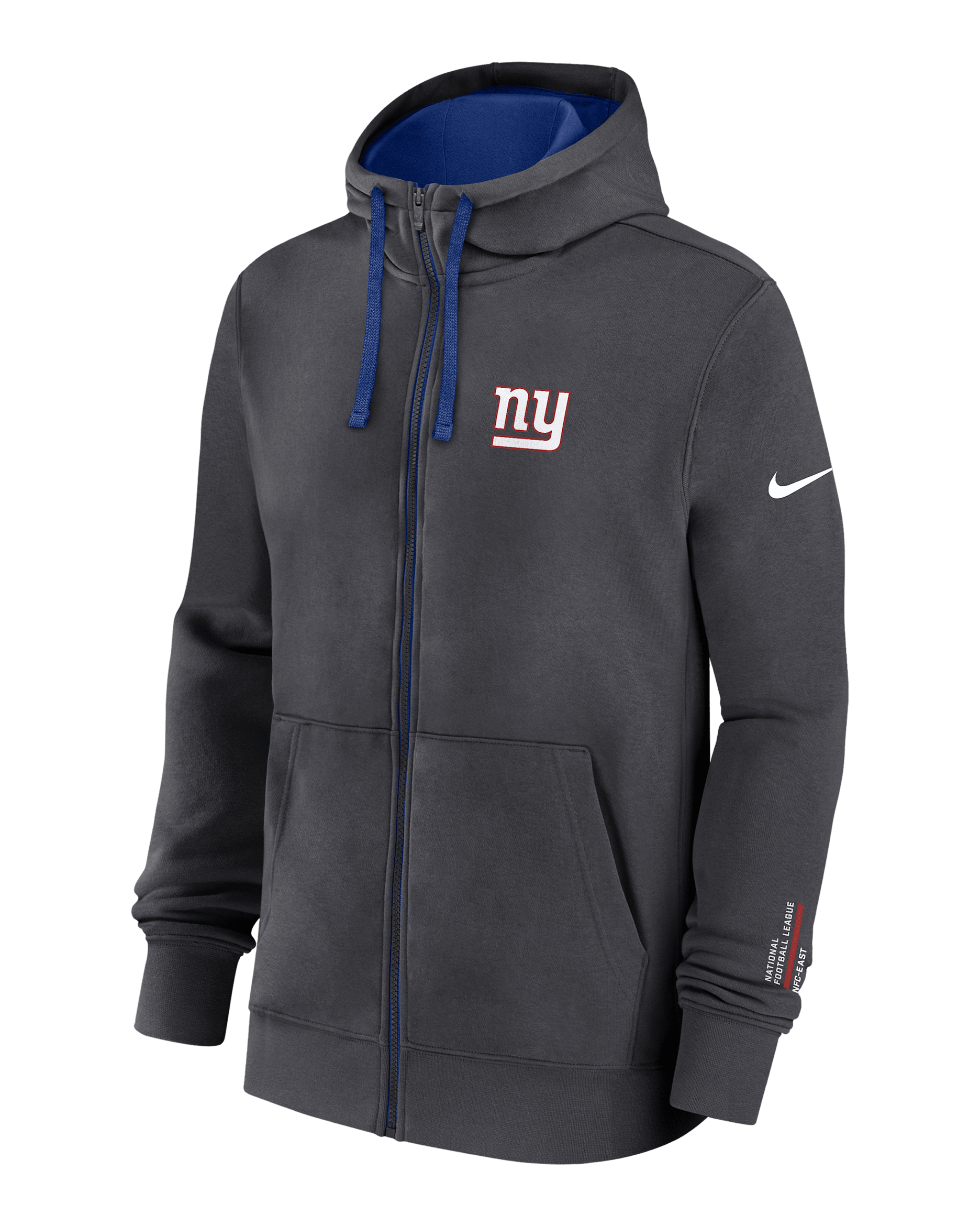 New York Giants Playbook Page Club Men's Nike NFL Full-Zip Hoodie - Anthracite