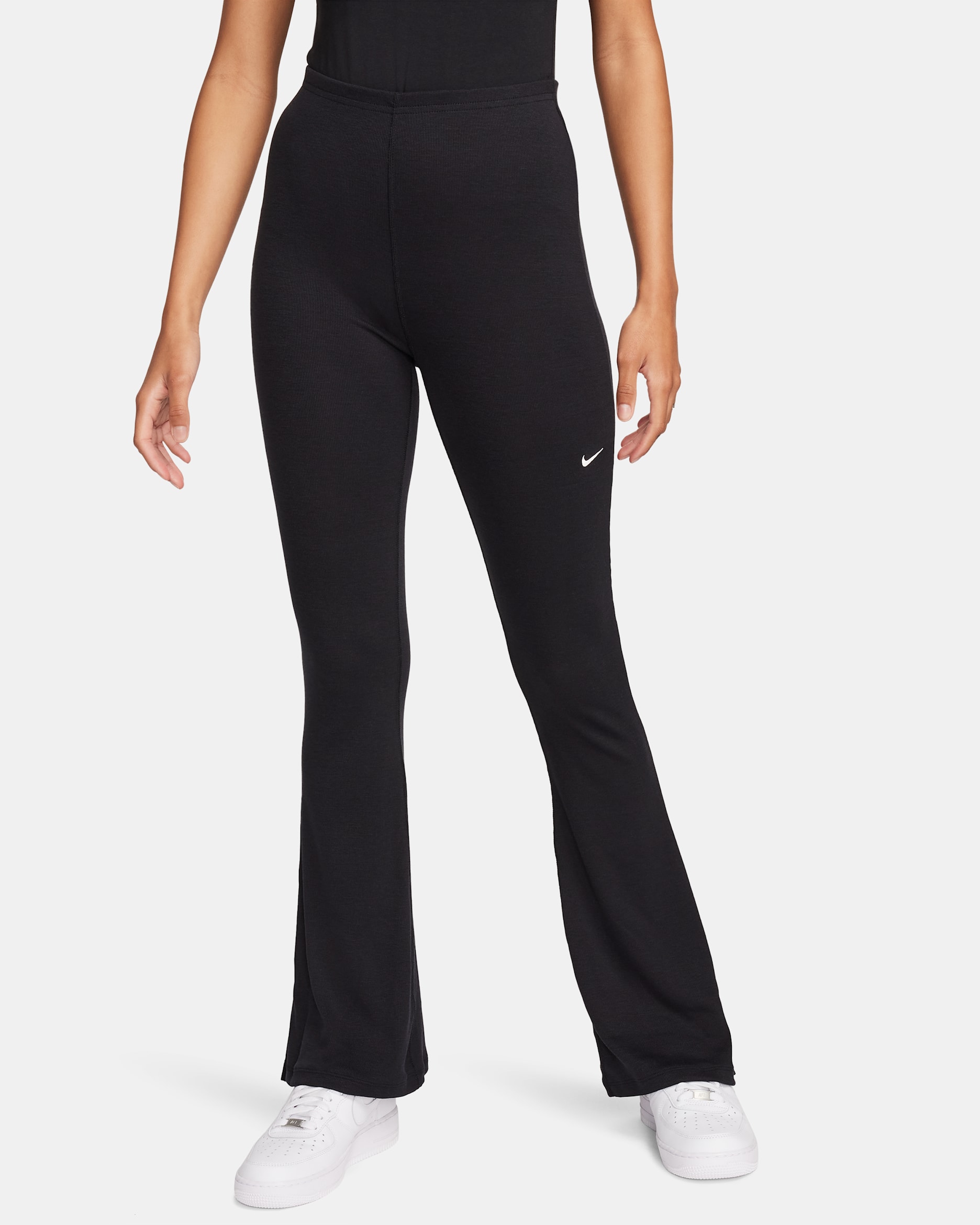 Nike Sportswear Chill Knit Women's Tight Mini-Rib Flared Leggings - Black/Sail