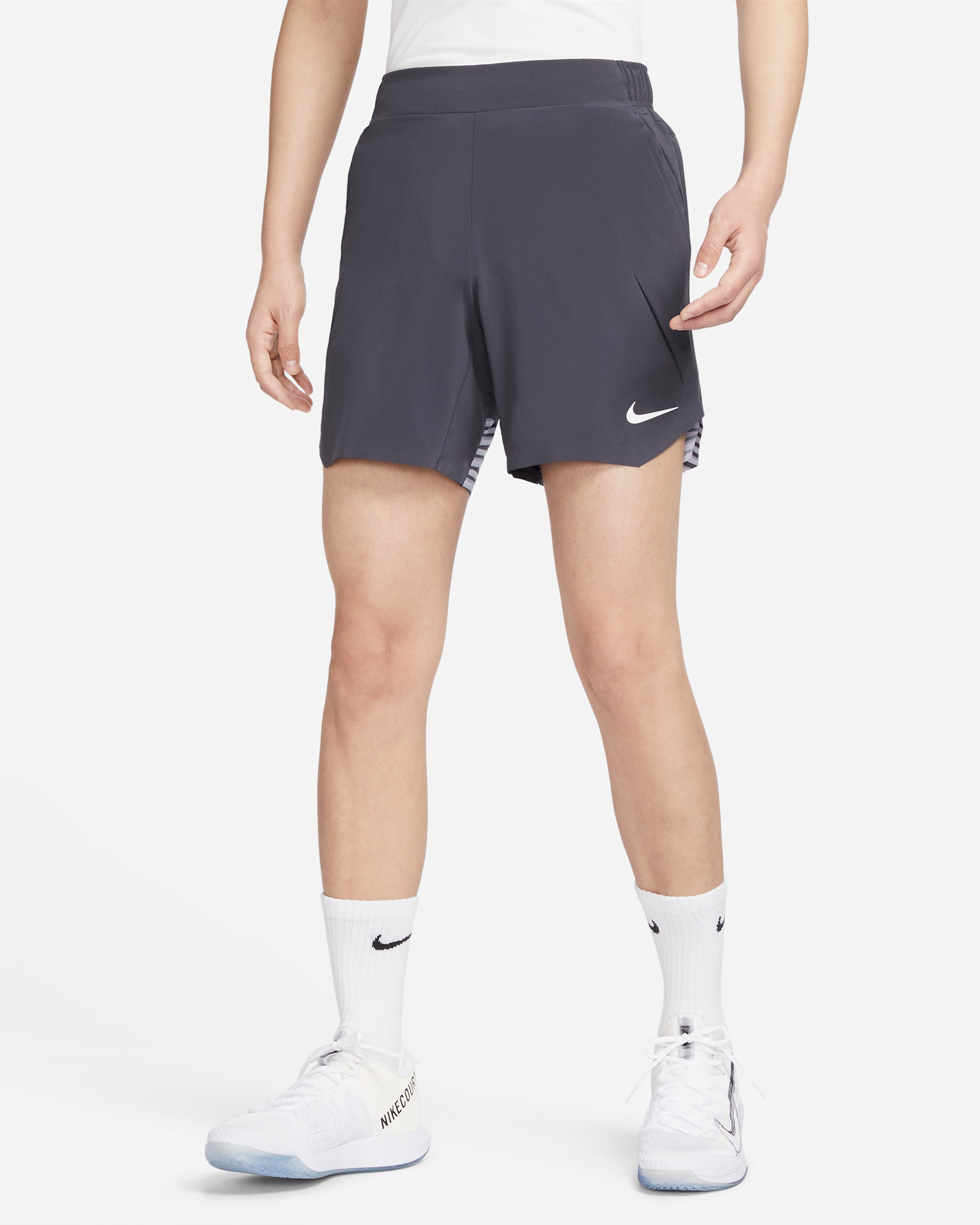NikeCourt Dri-FIT Slam Men's Tennis Shorts - Gridiron/White