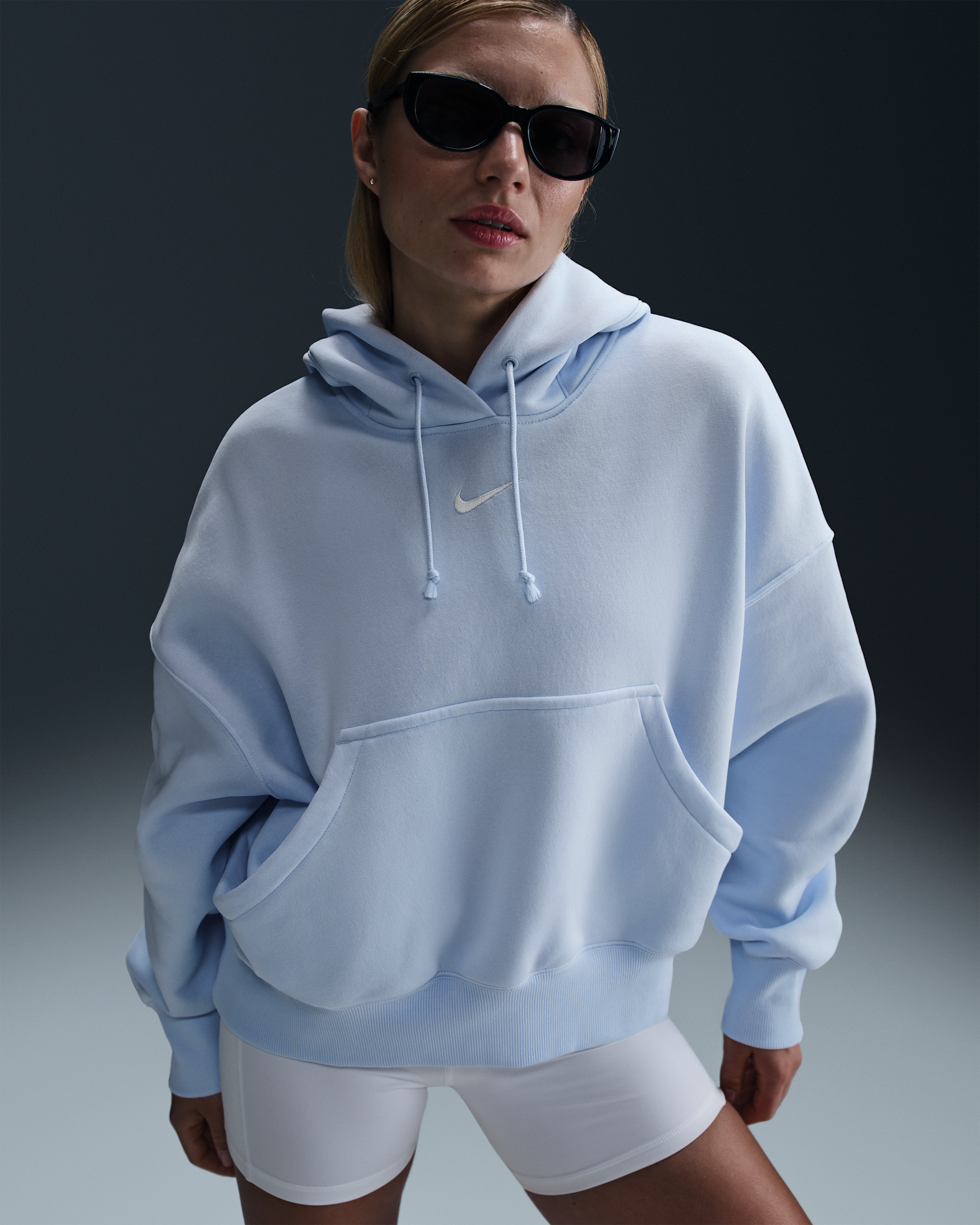 Nike Sportswear Phoenix Fleece Women's Over-Oversized Pullover Hoodie - Blue Tint/Sail