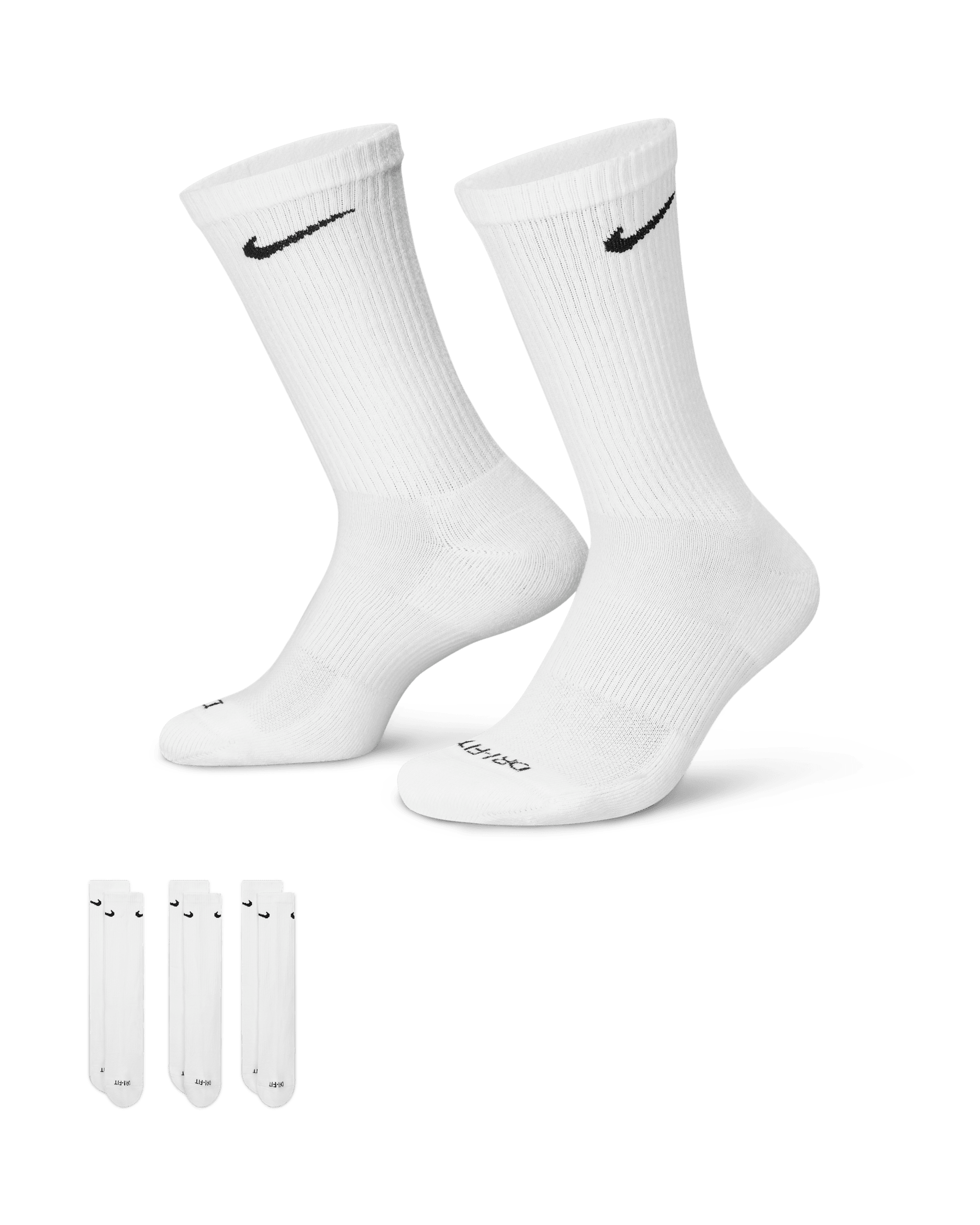 Nike Everyday Plus Cushioned Training Crew Socks (3 Pairs) - White/Black