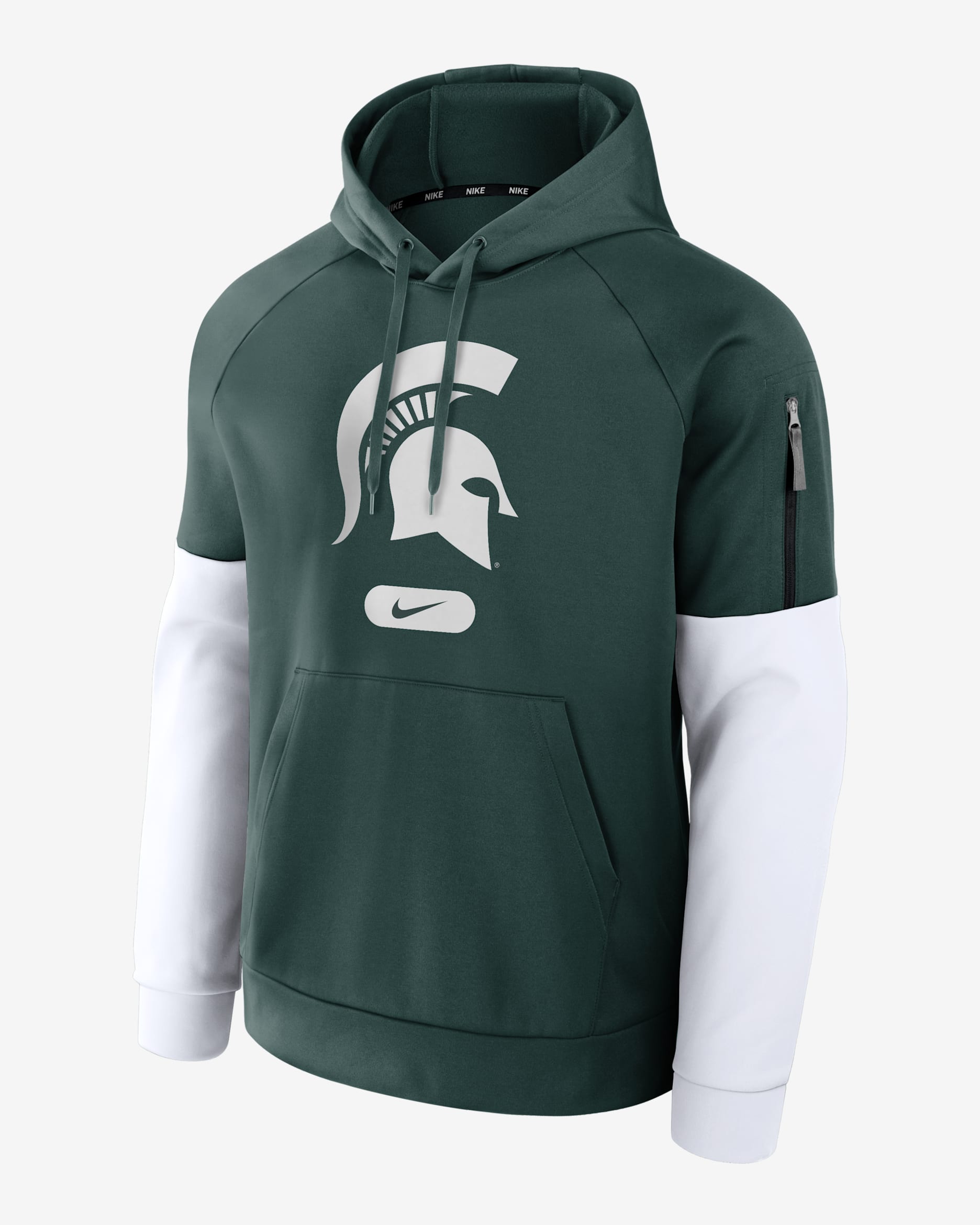 Michigan State Spartans Fitness Men’s Nike Therma College Pullover Hoodie - Pro Green