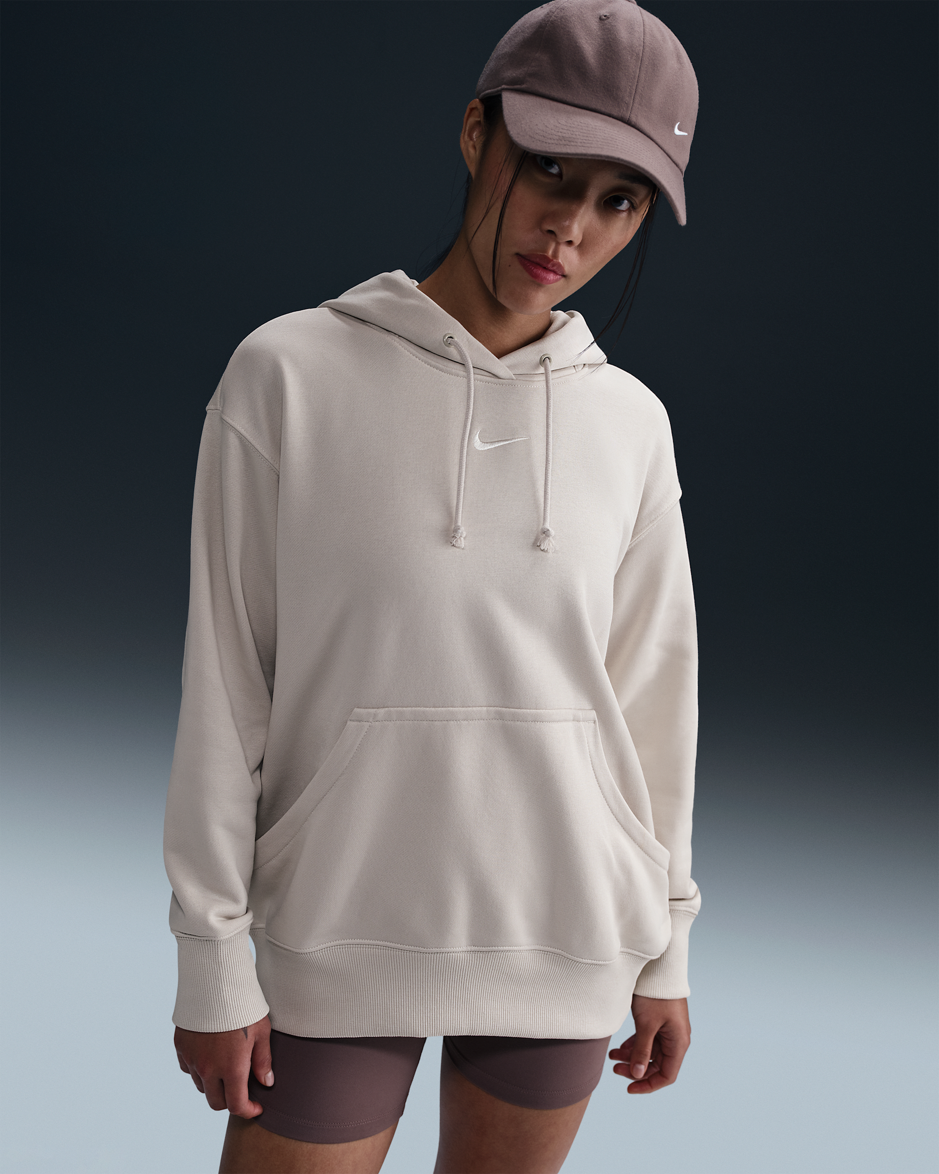 Nike Sportswear Phoenix Fleece 女款寬版套頭法國毛圈布連帽上衣 - Light Orewood Brown/Sail