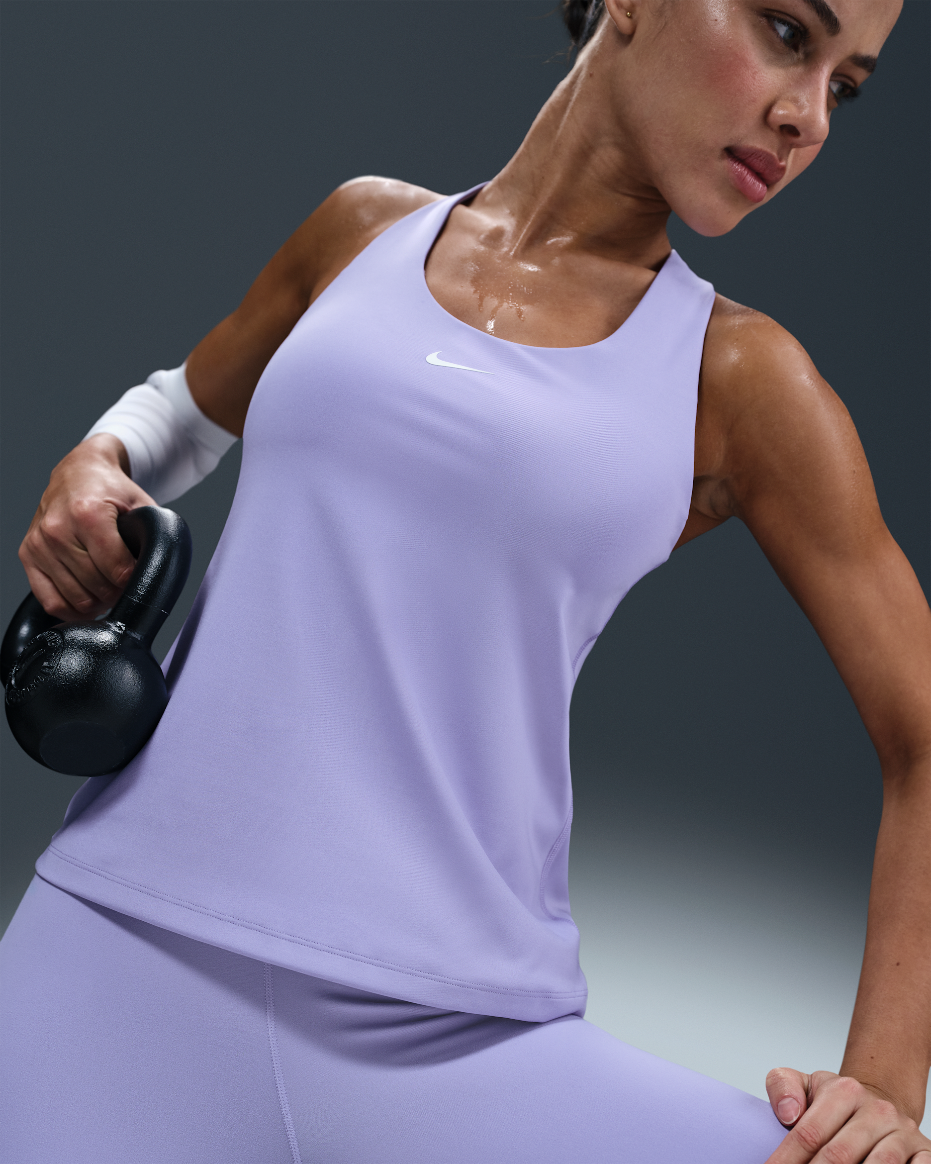 Nike Swoosh Women's Medium-Support Padded Sports Bra Tank - Lilac Ice/White