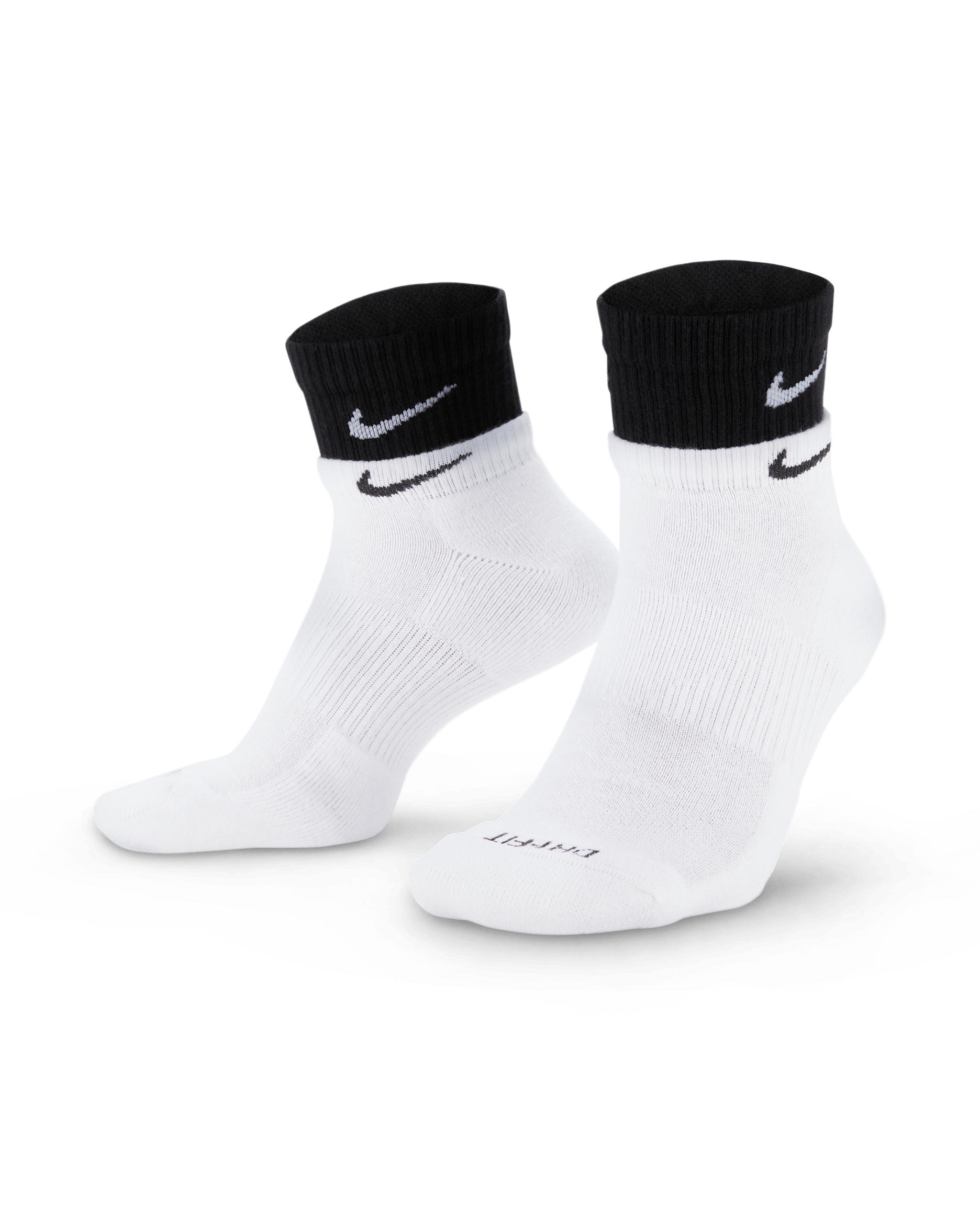 Calcetines de entrenamiento al tobillo Nike Everyday Plus Cushioned - Blanco/Blanco/Negro