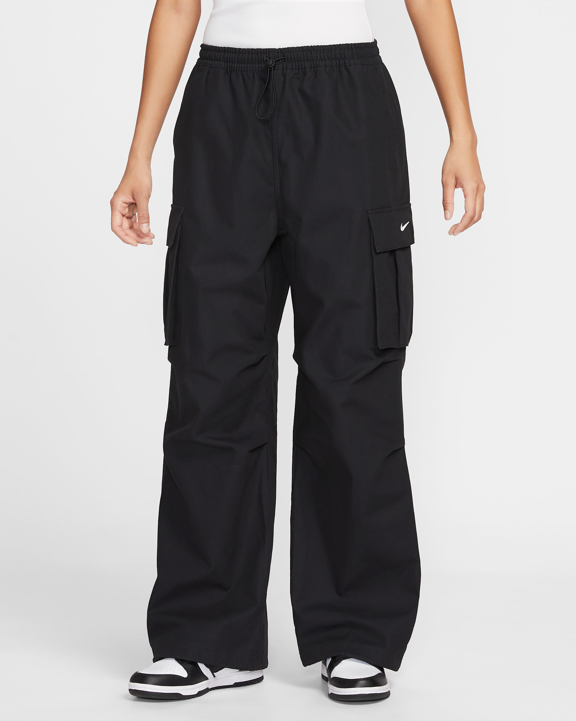 Nike Sportswear Women's Mid-Rise Oversized Woven Cargo Trousers - Black/Sail