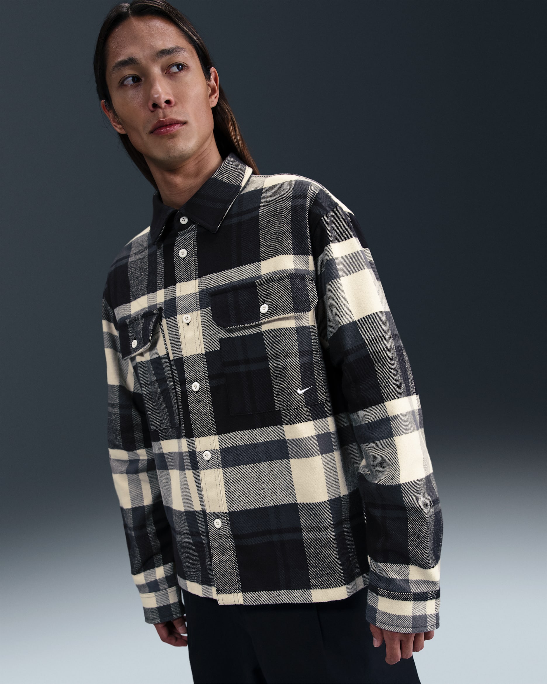 Nike Life Men's Field Shirt - Anthracite/Black/Light Khaki/White