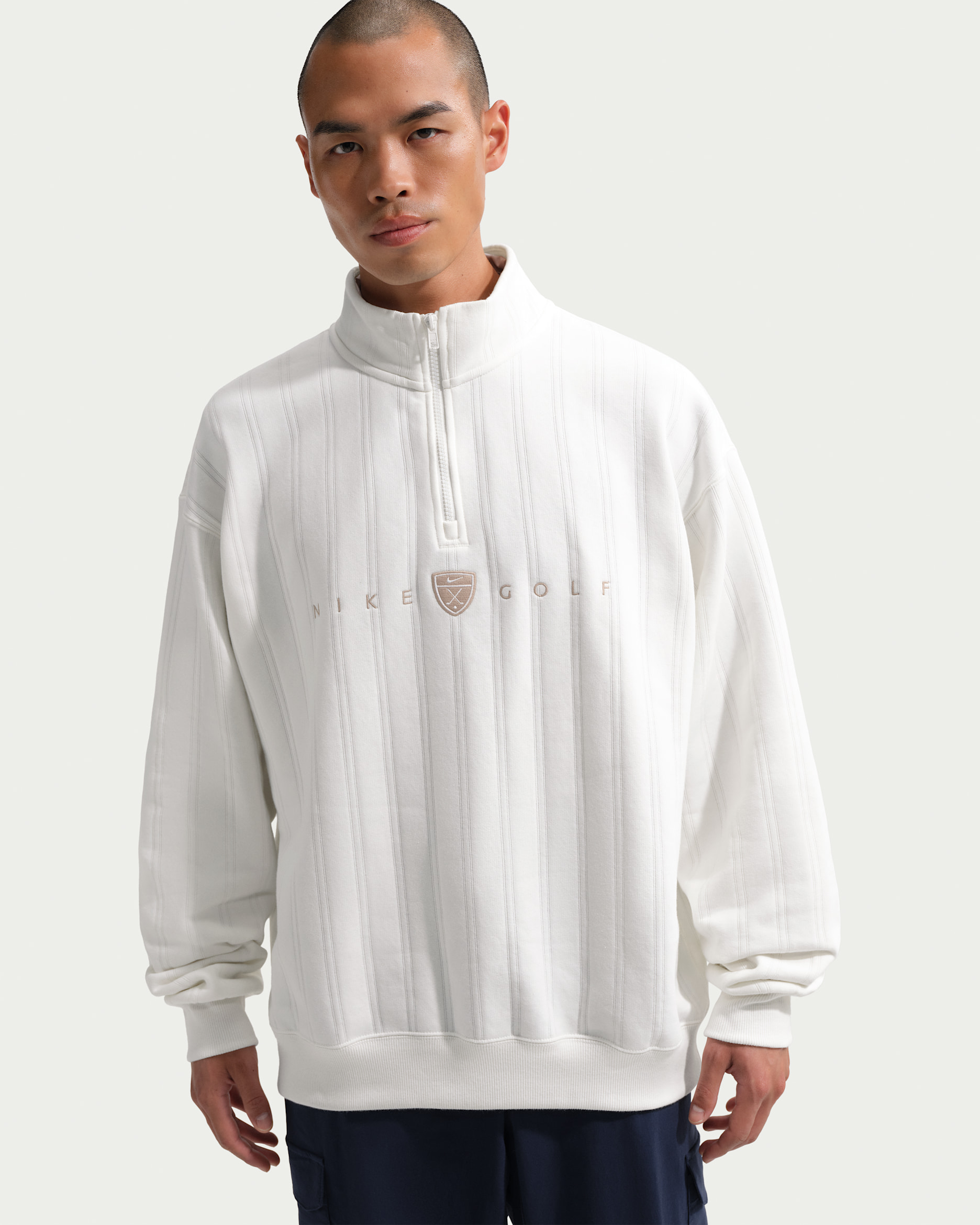 Pánská volnější golfová mikina Nike Fairway Fresh Therma-FIT s polovičním zipem - Sail/Limestone