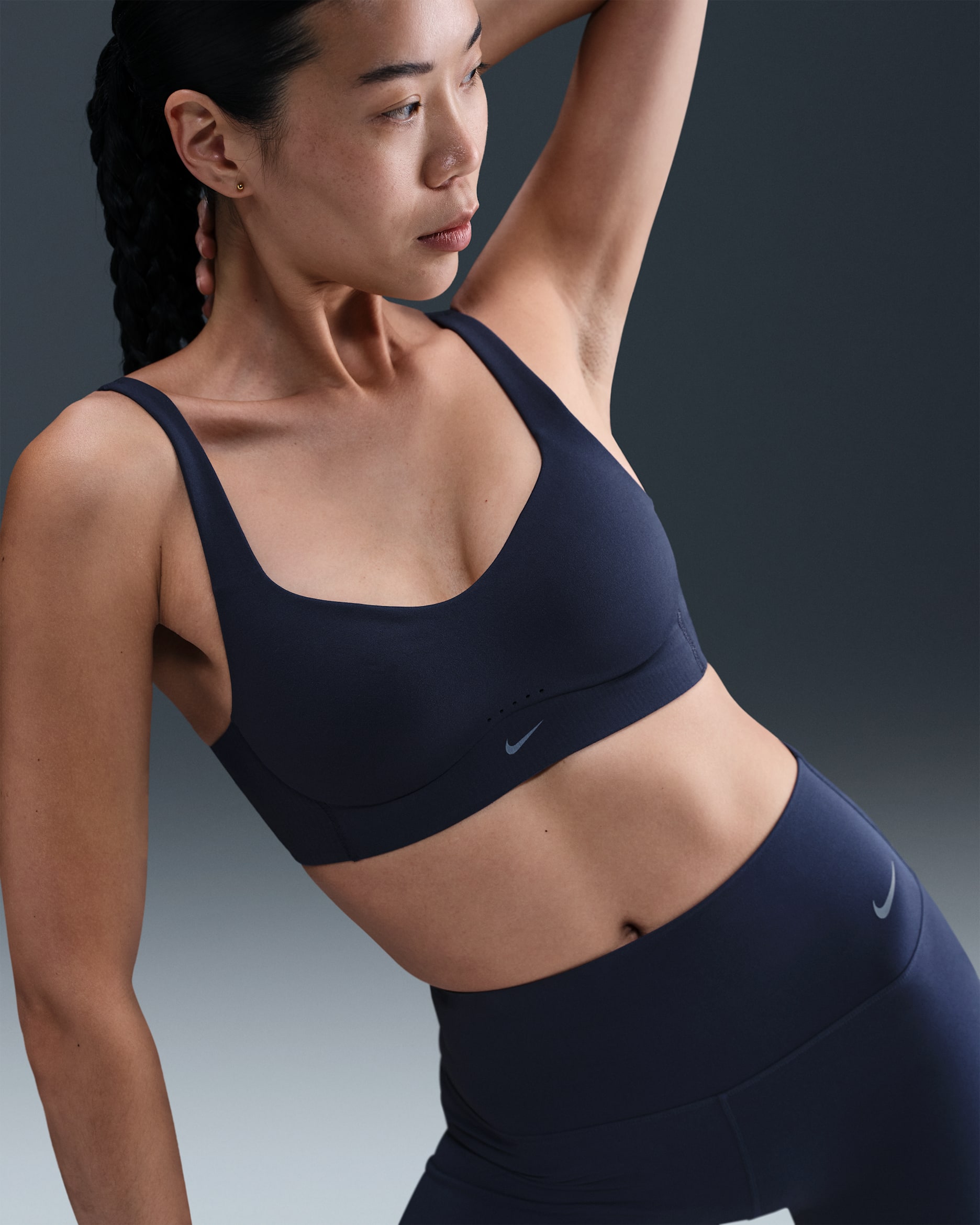 Nike Alate 高度支撐型女款襯墊兩穿式運動內衣 - Midnight Navy/白色