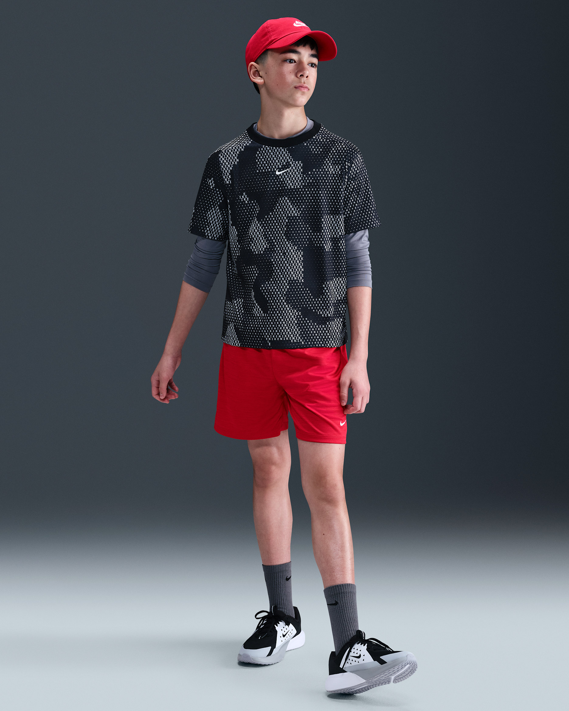 Shorts Dri-FIT para niños talla grande Nike Multi - Rojo universitario/Rojo universitario/Rojo universitario/Blanco