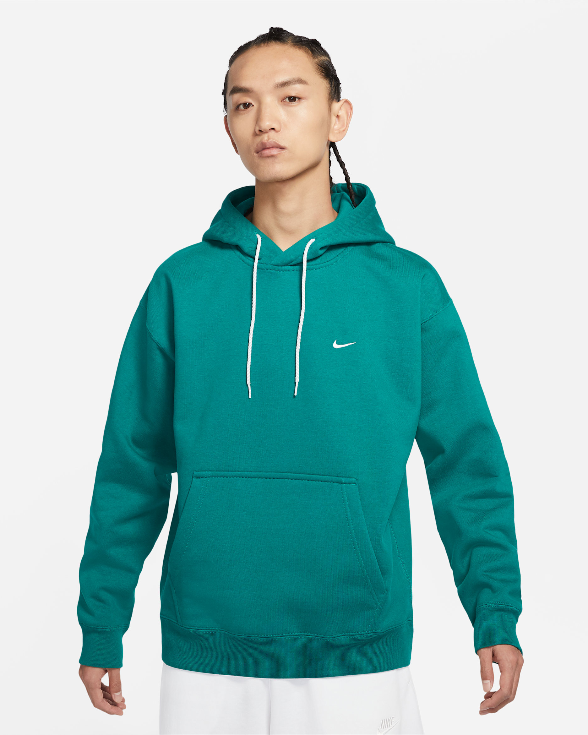 Nike Solo Swoosh Men's Fleece Hoodie - Mystic Green/White