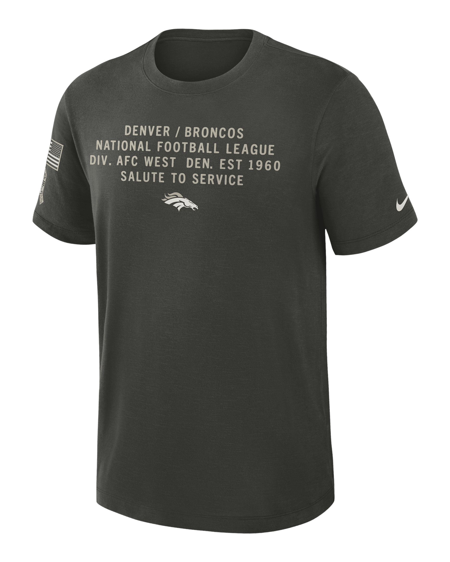 Playera Nike Dri-FIT de la NFL para hombre Denver Broncos Salute to Service Slub - Verde bosque