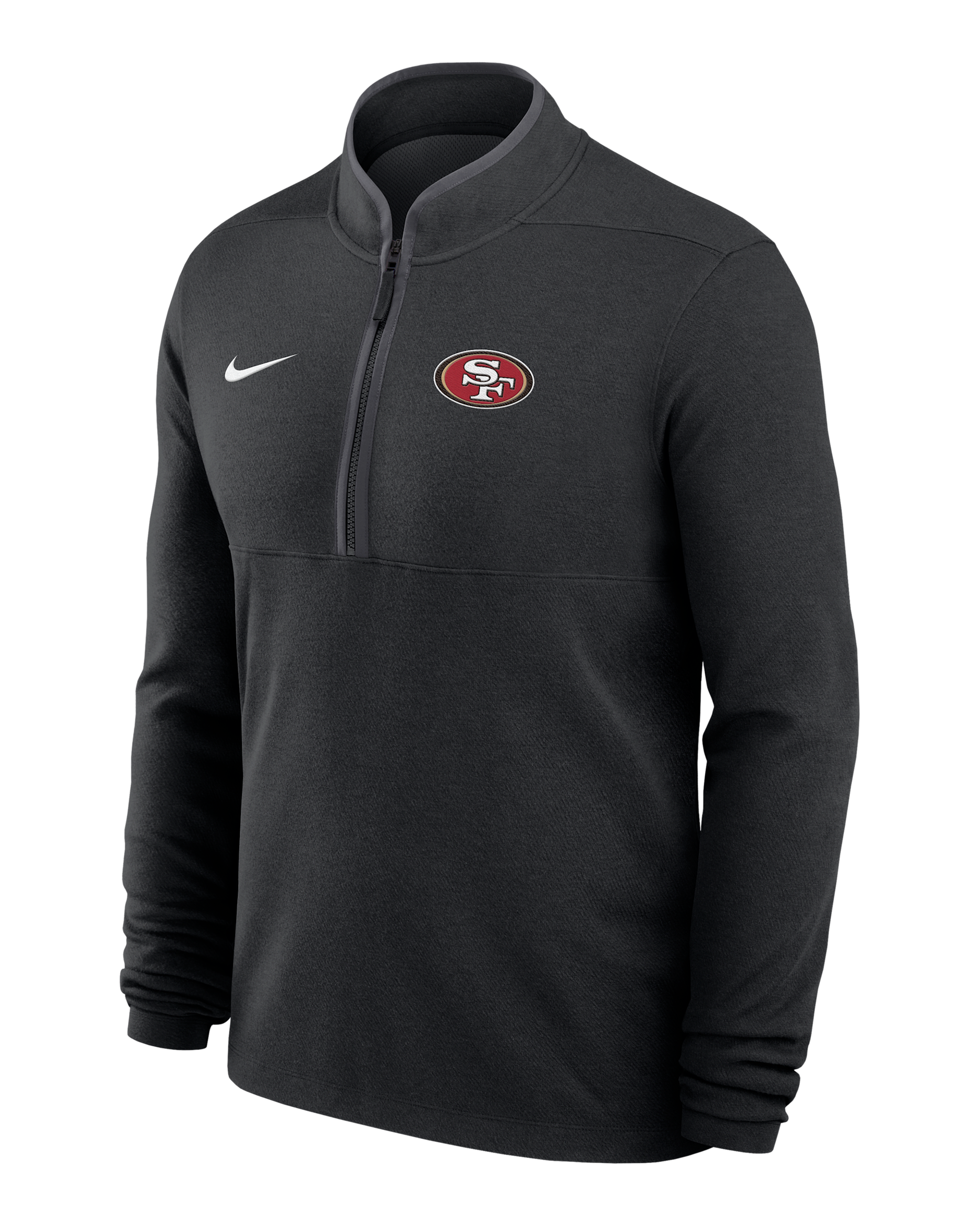 San Francisco 49ers Logo Victory Men's Nike Dri-FIT NFL 1/2-Zip Long-Sleeve Top - Black