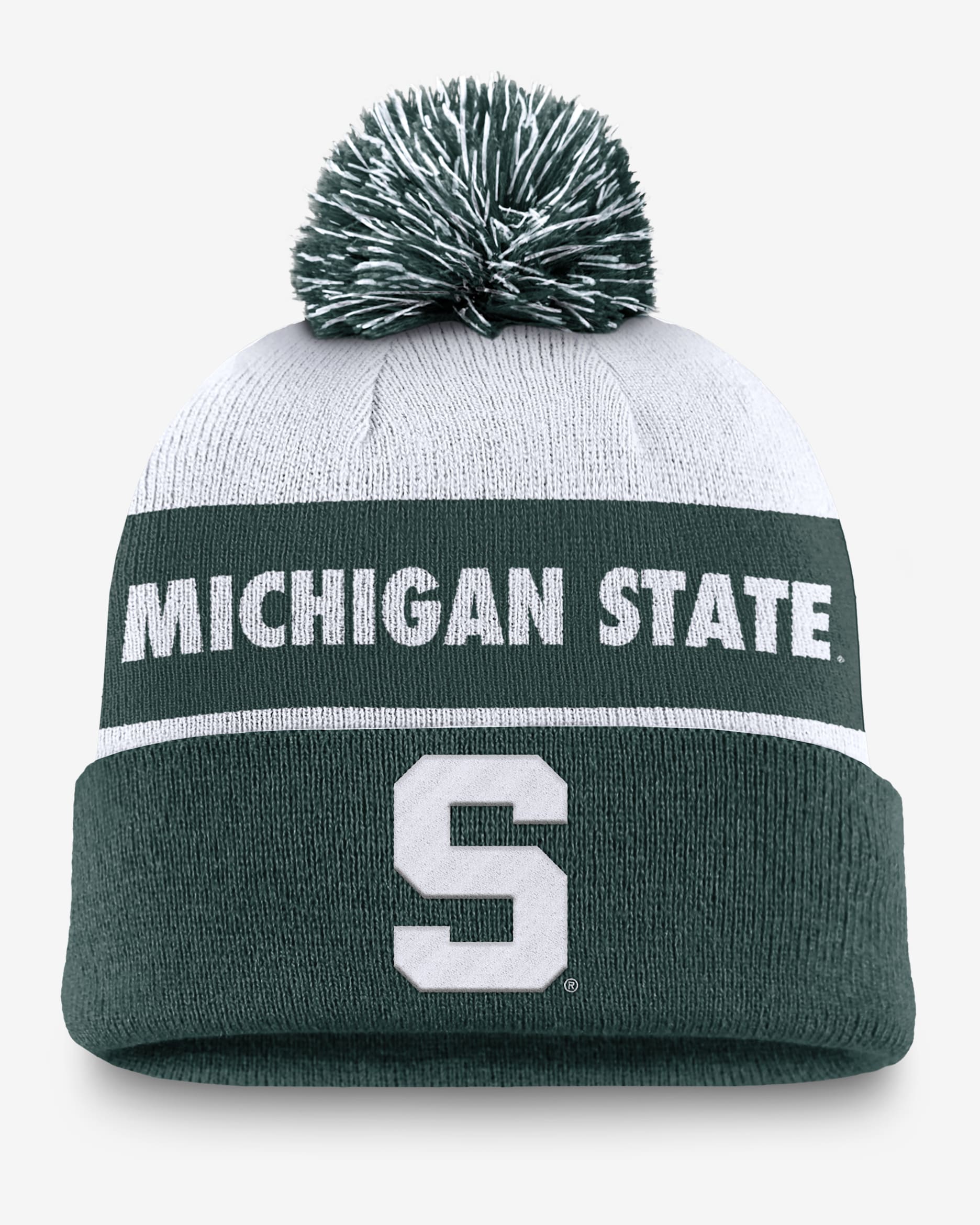 Michigan State Spartans Primetime Peak Men's Nike College Cuffed Pom Beanie - Pro Green