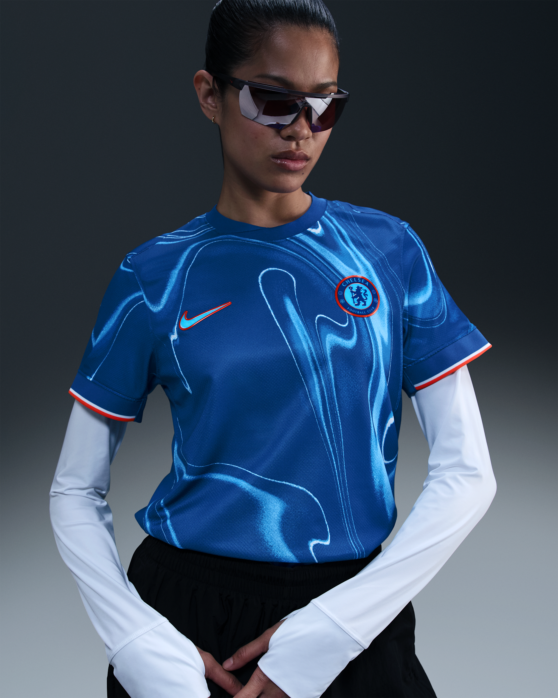 Chelsea FC 2024 Stadium Home Women's Nike Dri-FIT Soccer Replica Jersey - Rush Blue/Team Orange/White