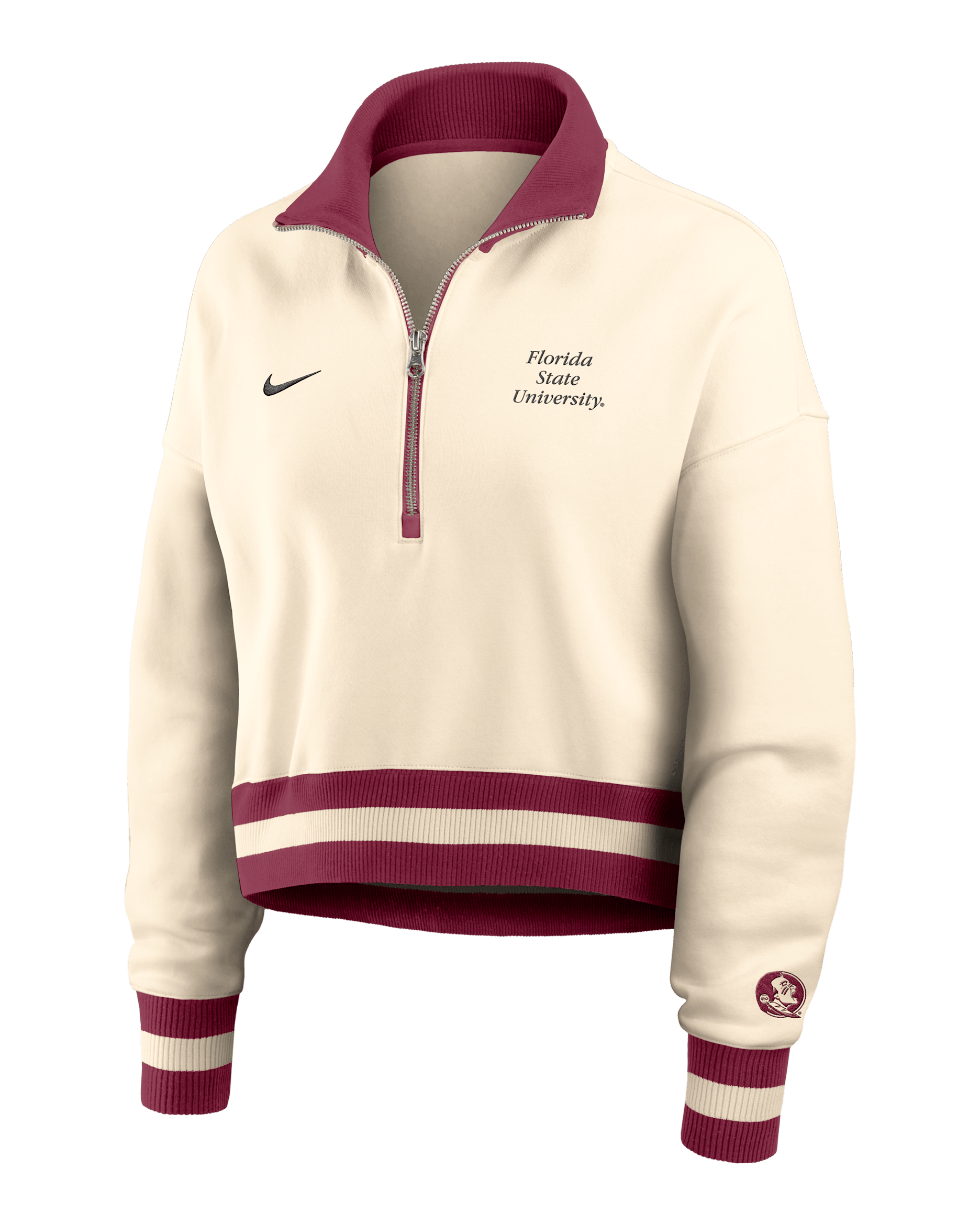 Sudadera de cuello redondo universitaria Nike cropped de cierre de