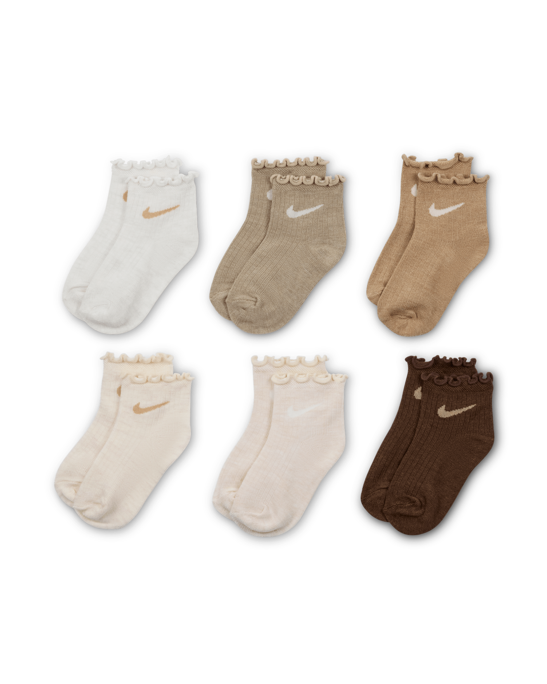 Nike Little Kids' Lettuce Welt Ankle Socks (6 Pairs) - Sail