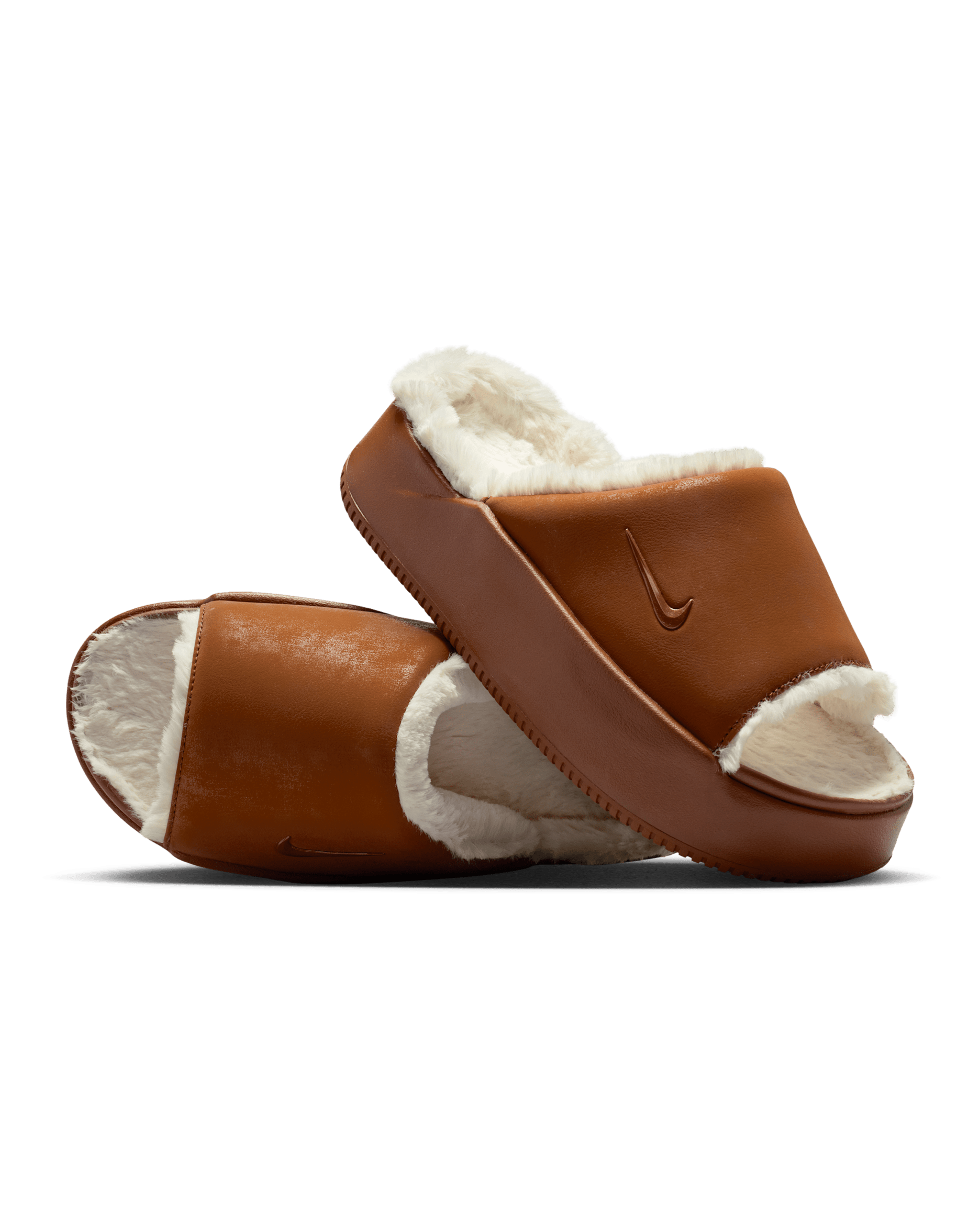 Nike Calm Elevation Fur Women's Slides - Light British Tan/Coconut Milk/Light British Tan