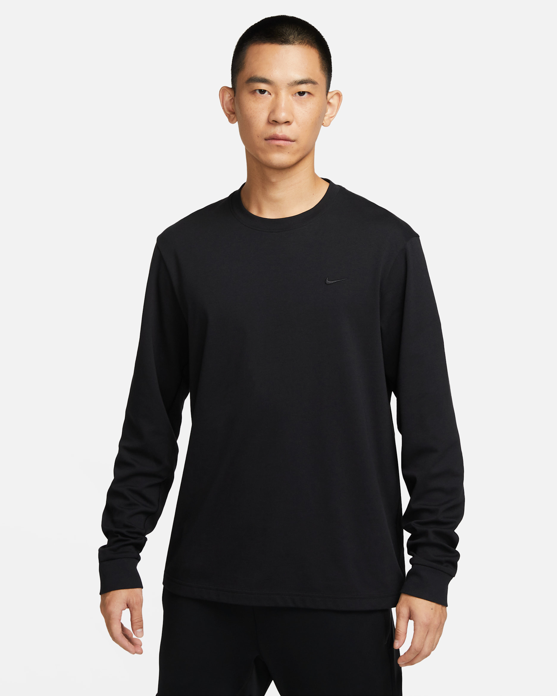 Nike Primary Men's Dri-FIT Long-Sleeve Versatile Top - Black/Black