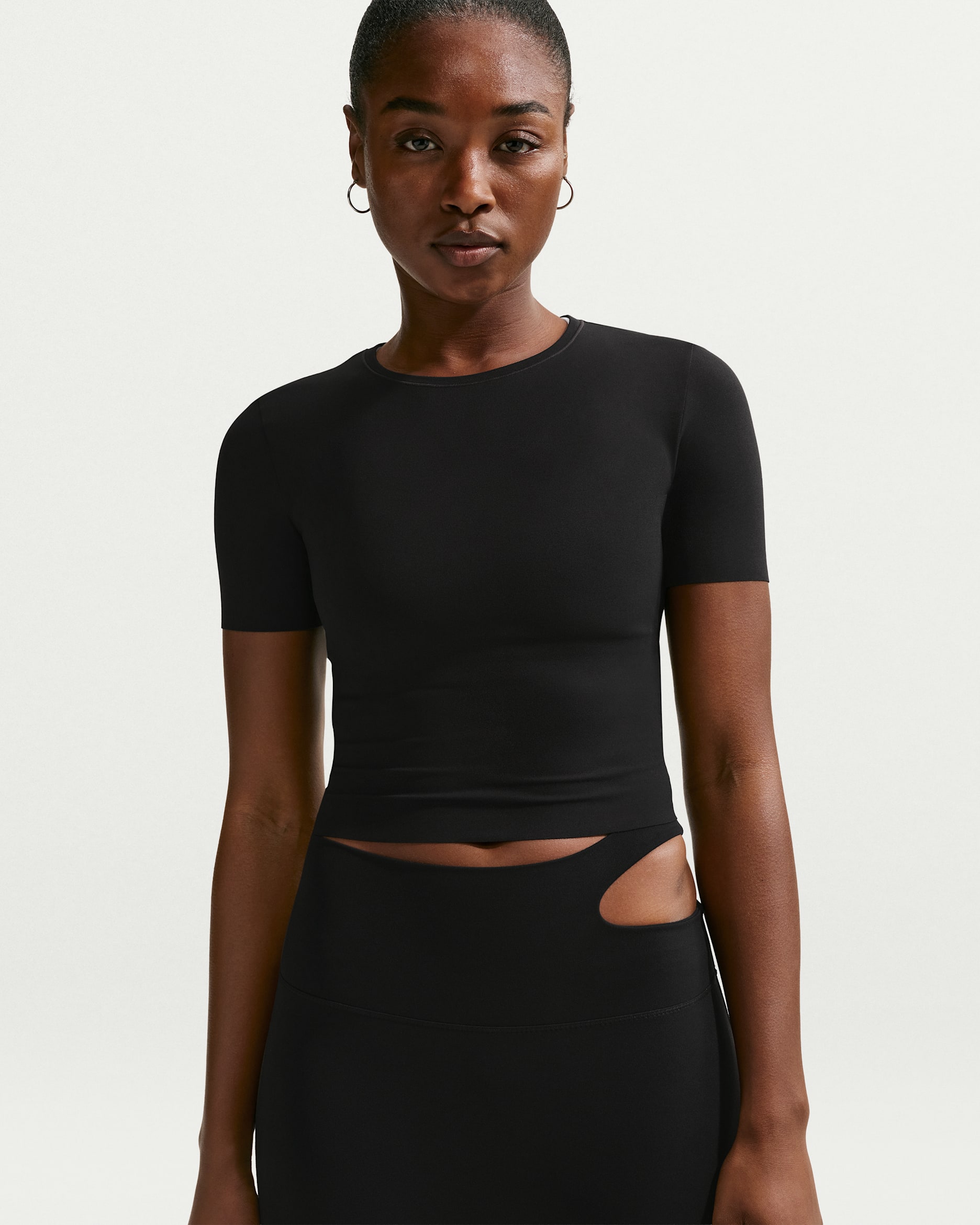 Nike Zenvy Women's Dri-FIT Short-Sleeve Top - Black/Cool Grey