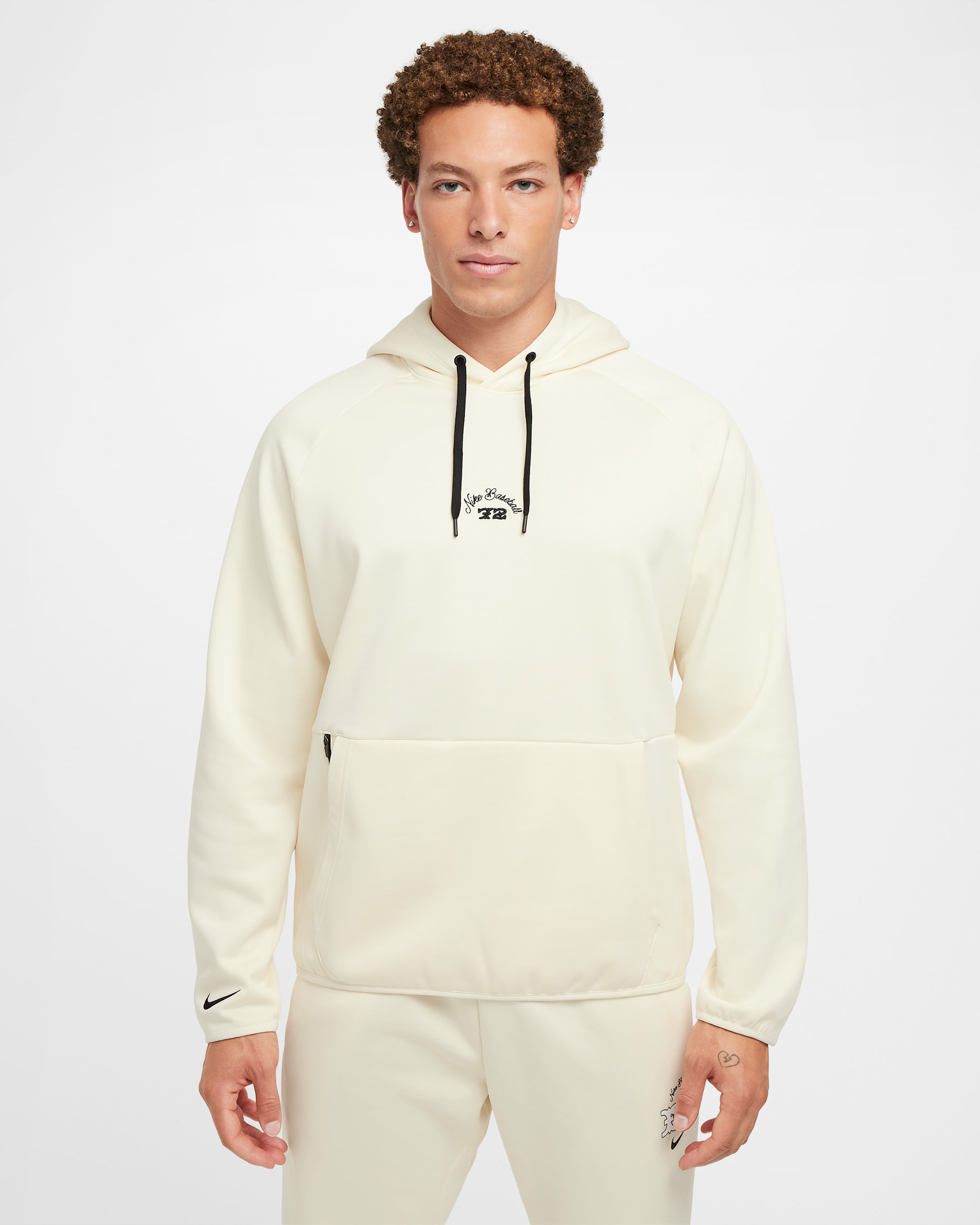 Sudadera con gorro de béisbol Therma-FIT para hombre Nike - Leche de coco/Negro/Negro