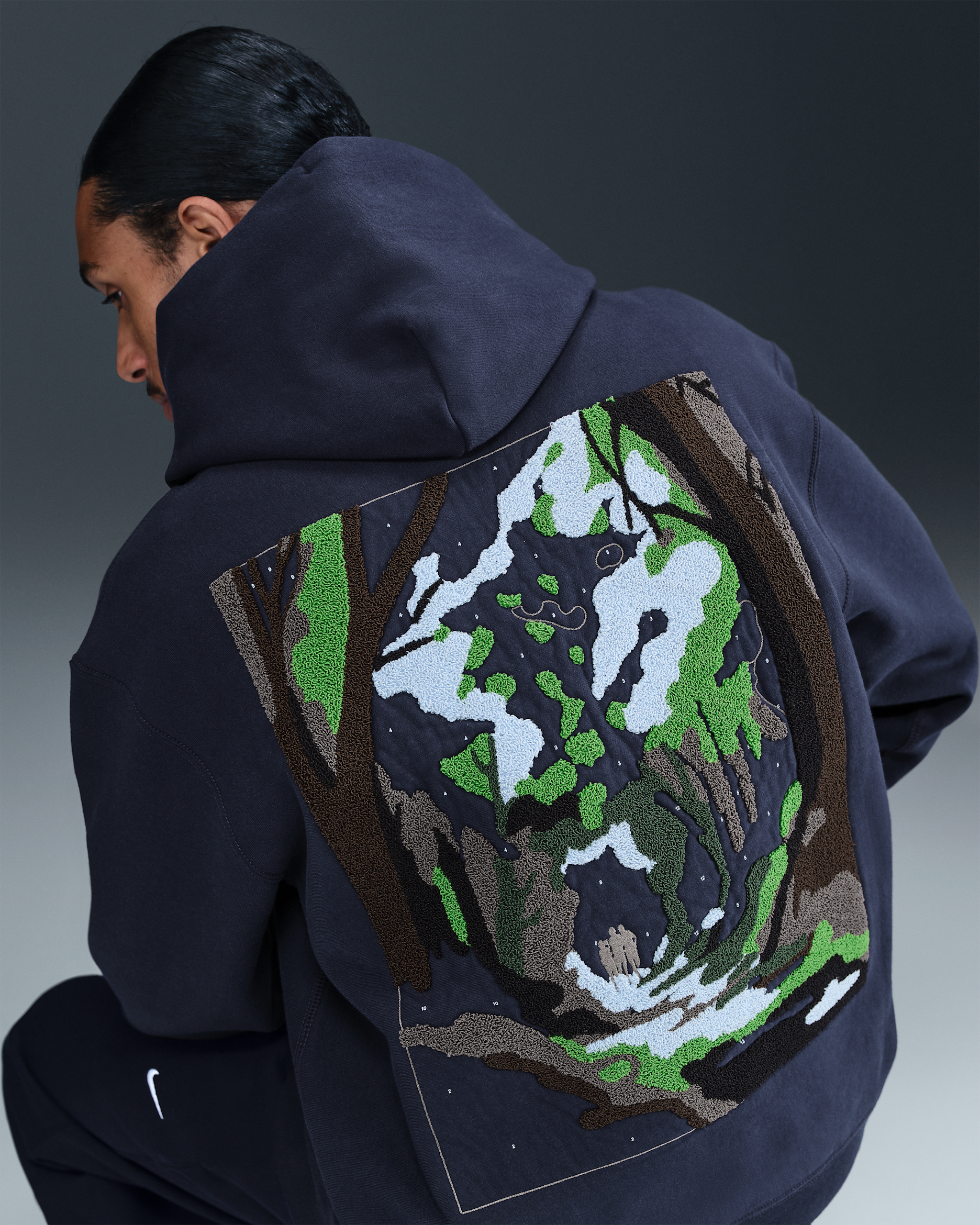 Nike Solo Swoosh Men's Pullover Hoodie - Obsidian/White