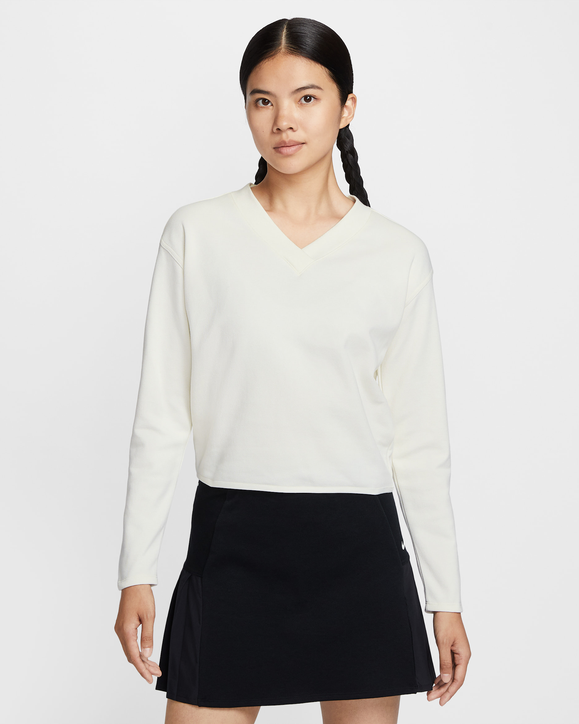 나이키 여성 브이넥 긴팔 골프 탑 - 세일/세일/블랙