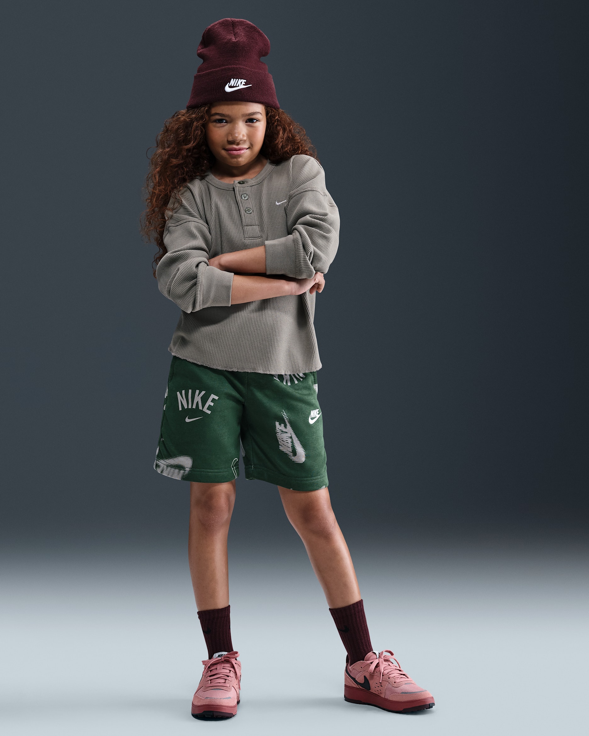Nike Sportswear Club Big Kids' French Terry Shorts - Fir/Fir/White