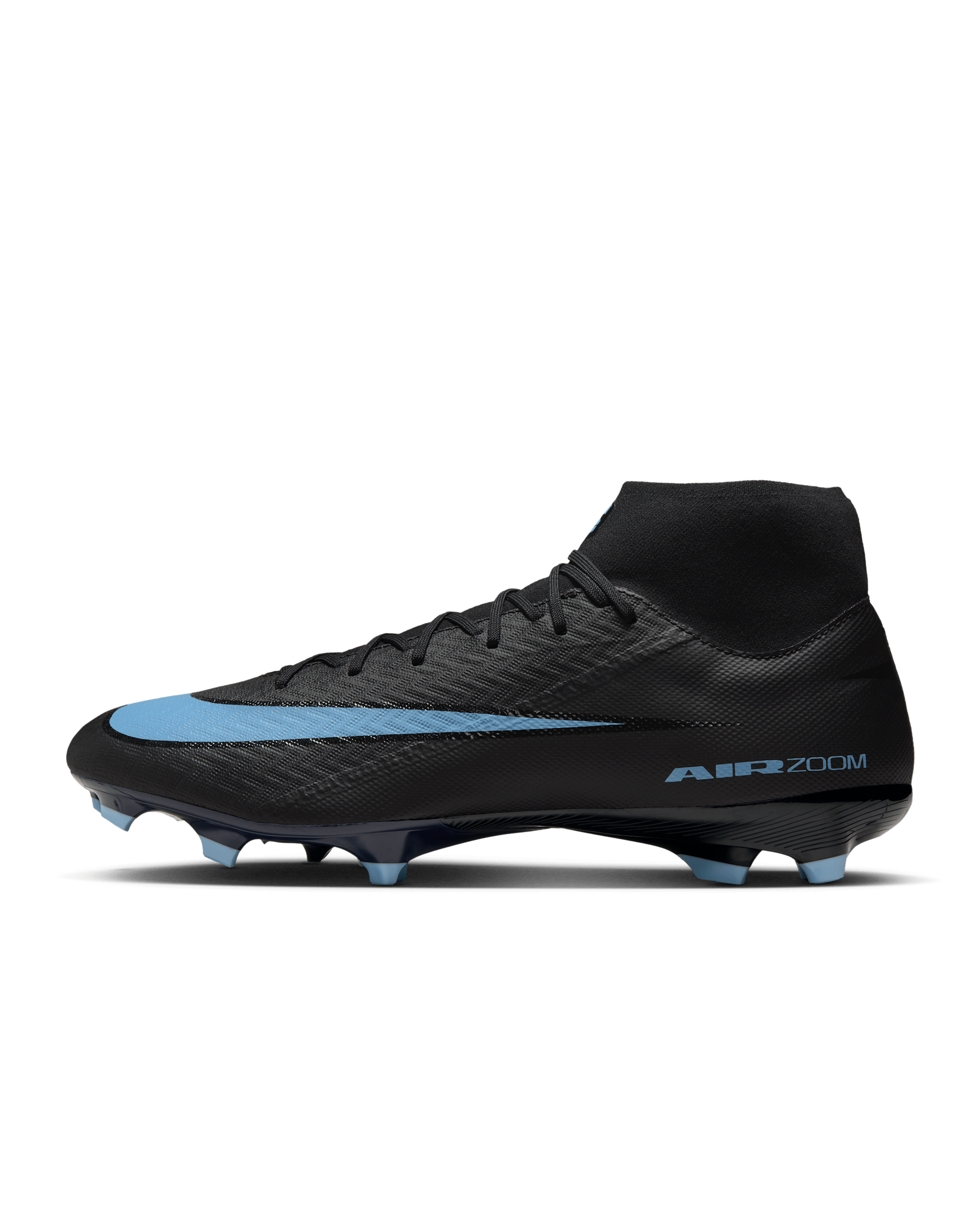 Tacos de fútbol para terrenos múltiples de corte high Nike Mercurial Superfly 10 Academy - Negro/Azul hielo