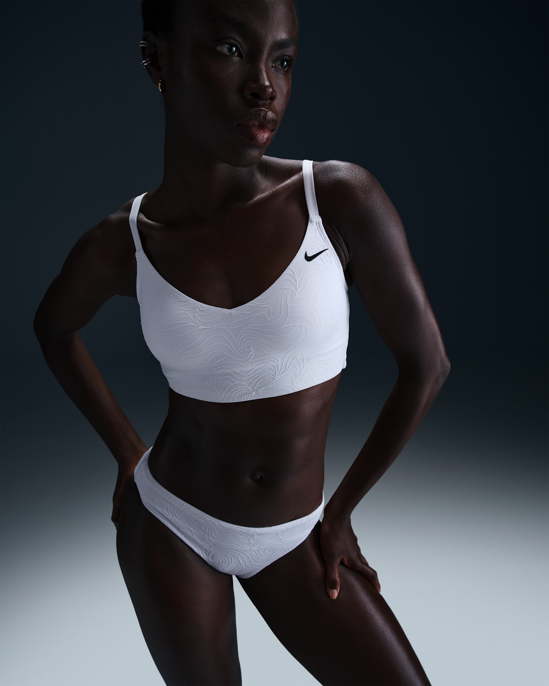 Nike Swim Water Texture Women's V-Neck Midkini - White