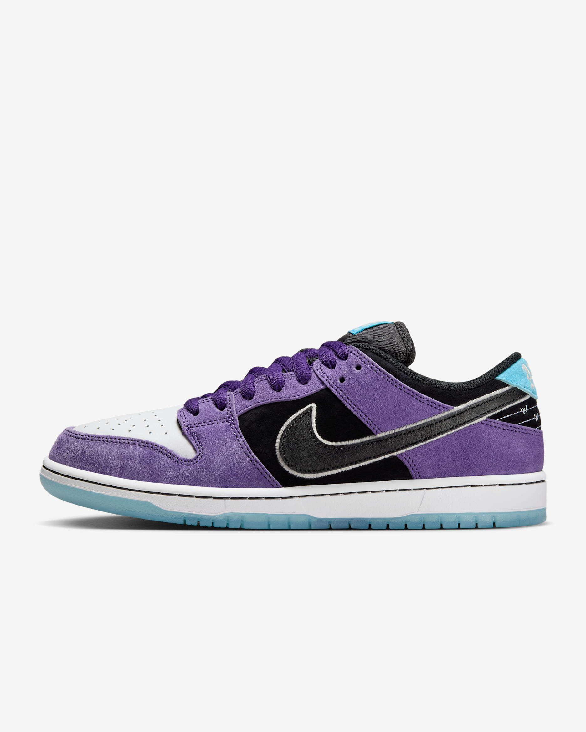 Nike SB Dunk Low Pro Skate Shoes Court Purple/White/Lagoon Pulse/Black  Size