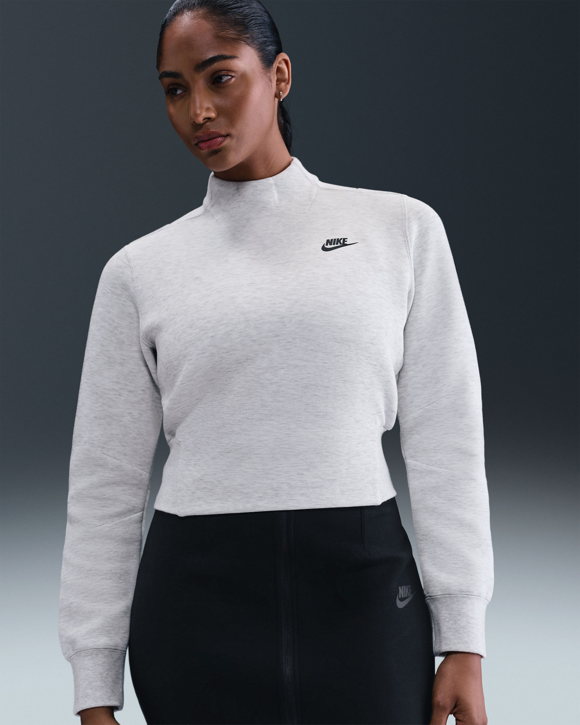 Nike Tech Women's Fleece Crew - Light Grey/Heather/Black
