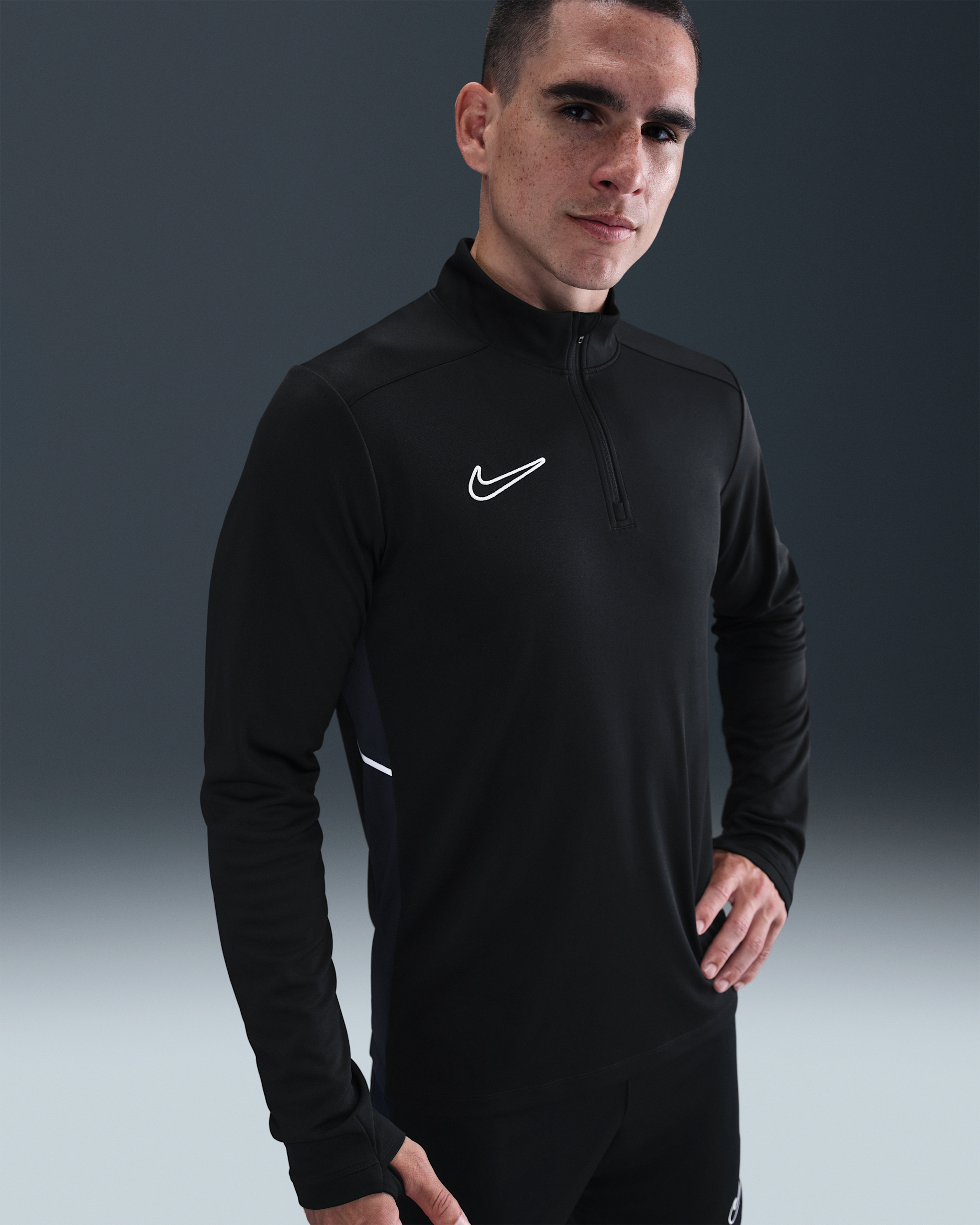 Nike Academy Men's Dri-FIT Football Drill Top - Black/Obsidian/White