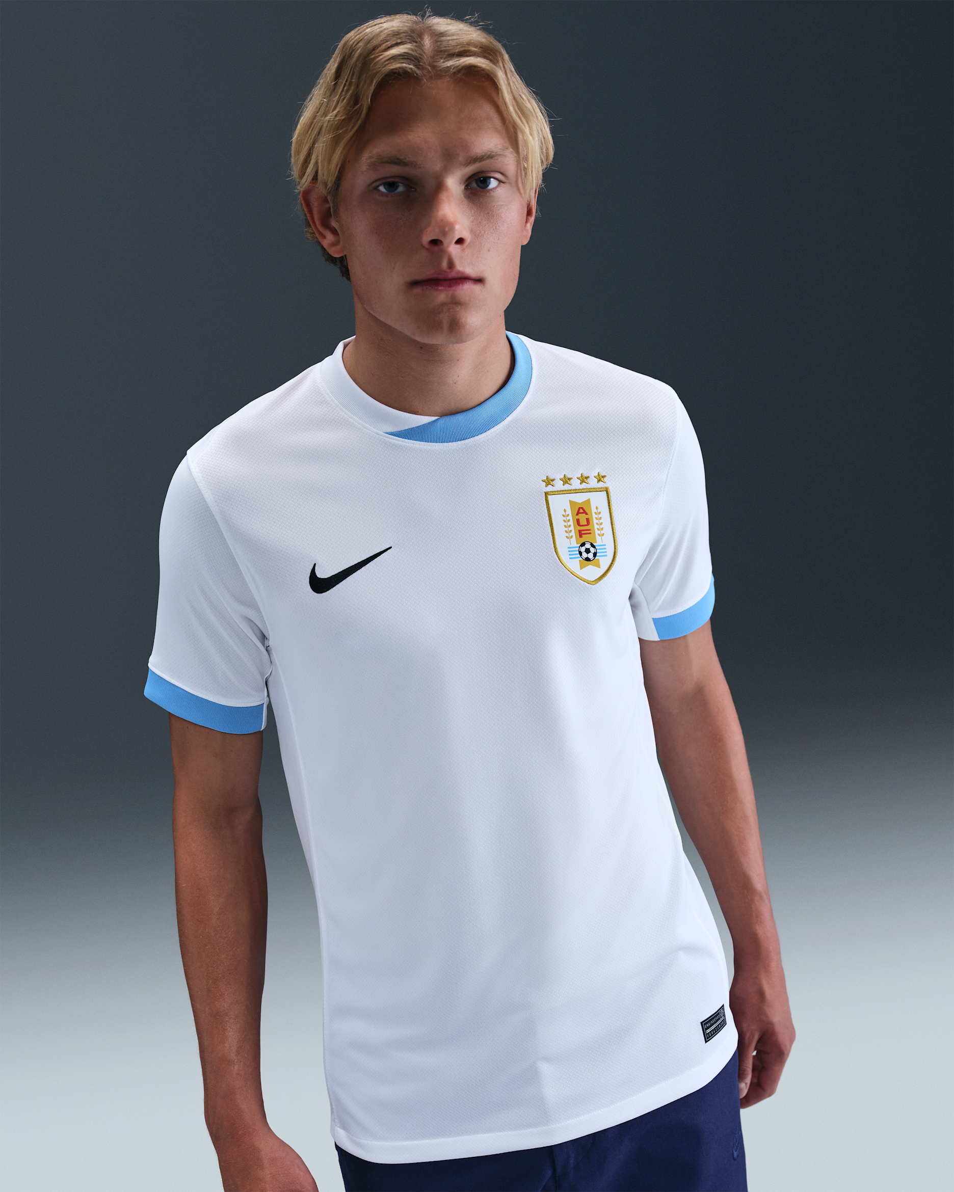 Uruguay 2024/25 Stadium Away (Men's Team) Men's Nike Dri-FIT Football Replica Shirt - White/University Blue/Black