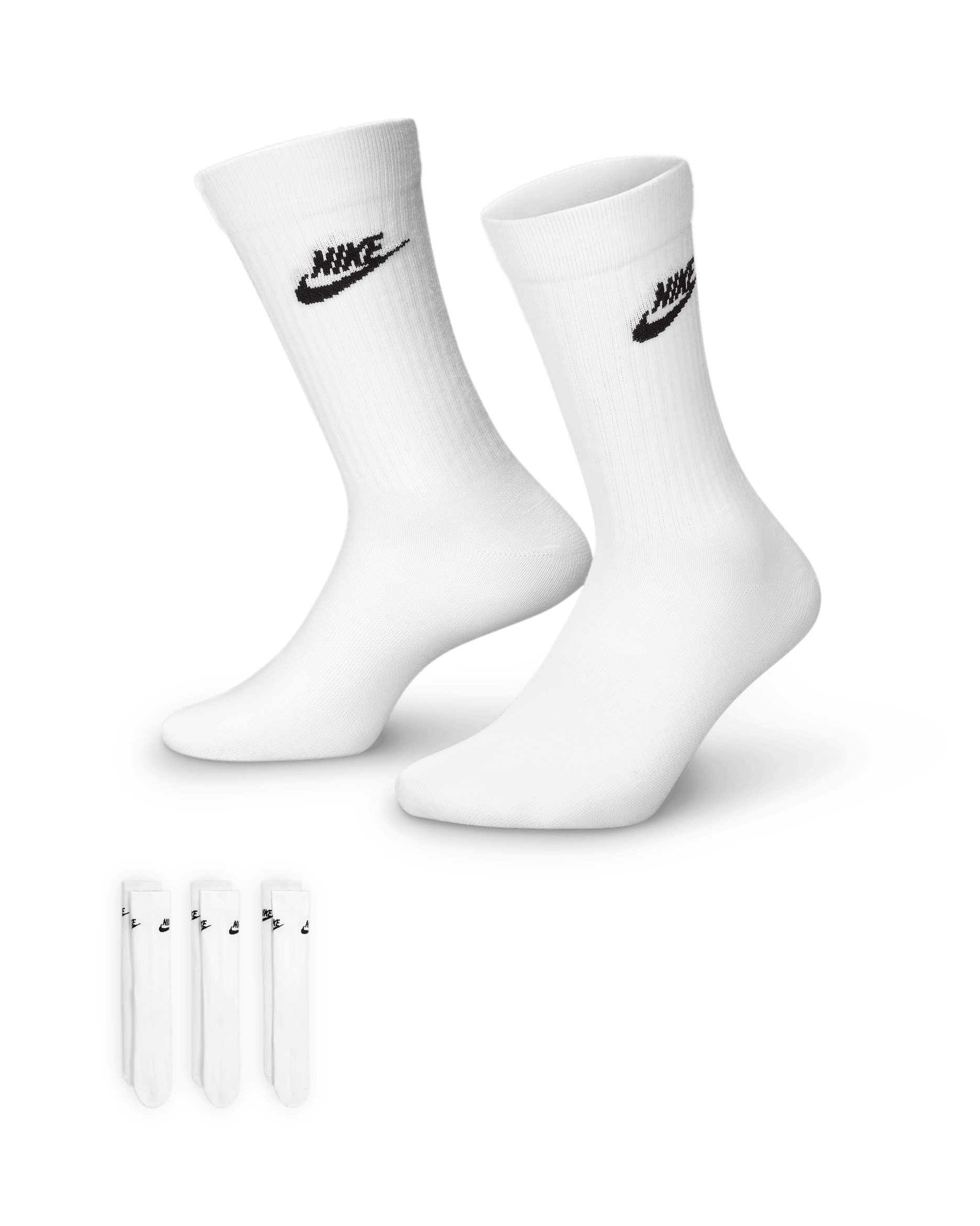 Nike Sportswear Everyday Essential Crew Socks (3 Pairs) - White/Black