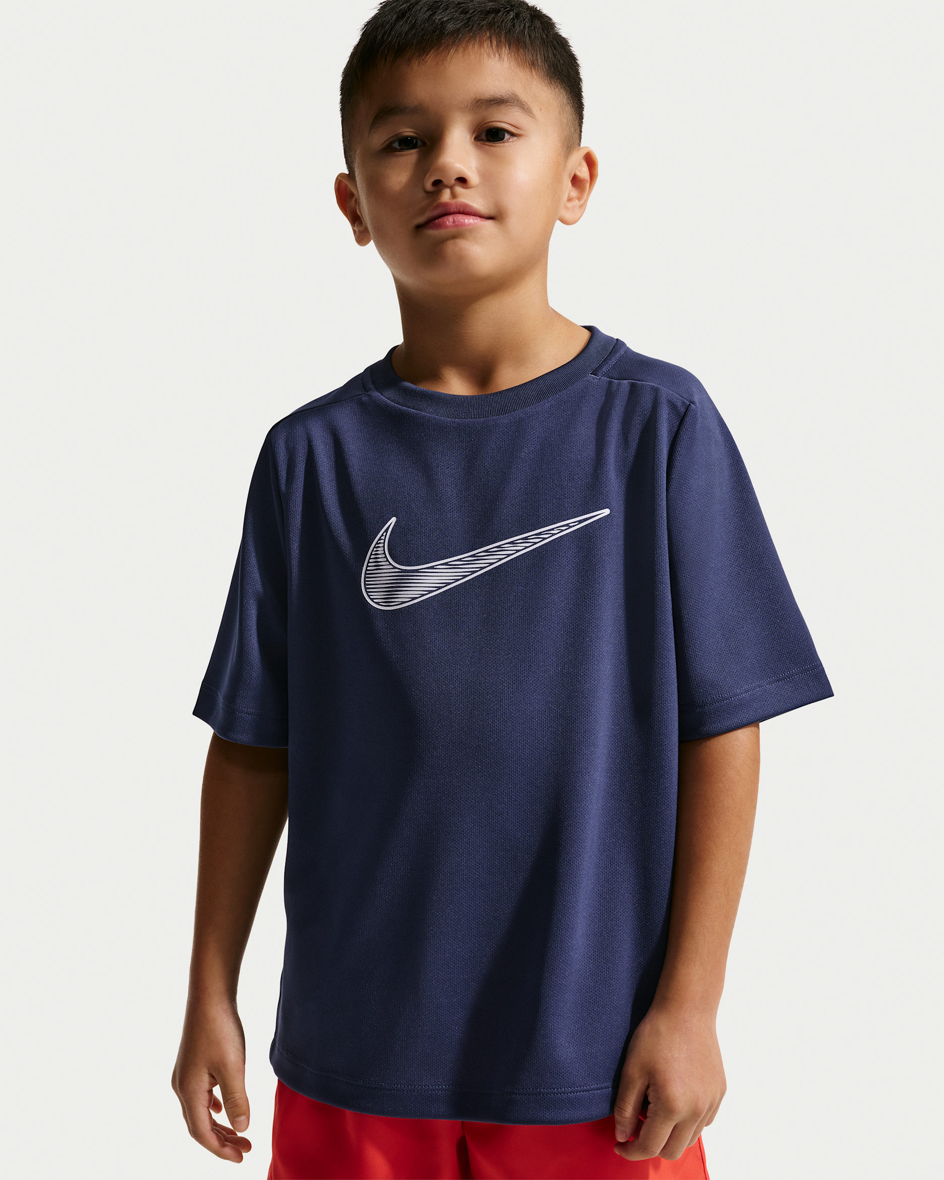 Nike Multi Older Kids' (Boys') Dri-FIT Short-Sleeve Training Top - Midnight Navy/White
